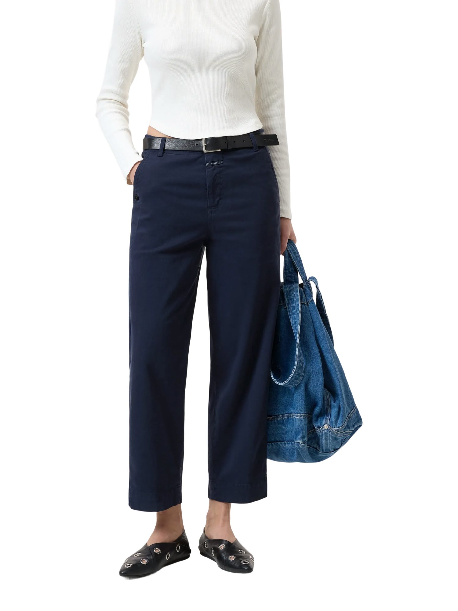 CLOSED Stoffhose blau, Casual, Baumwolle, Unifarben, Relaxed Fit, Mittel