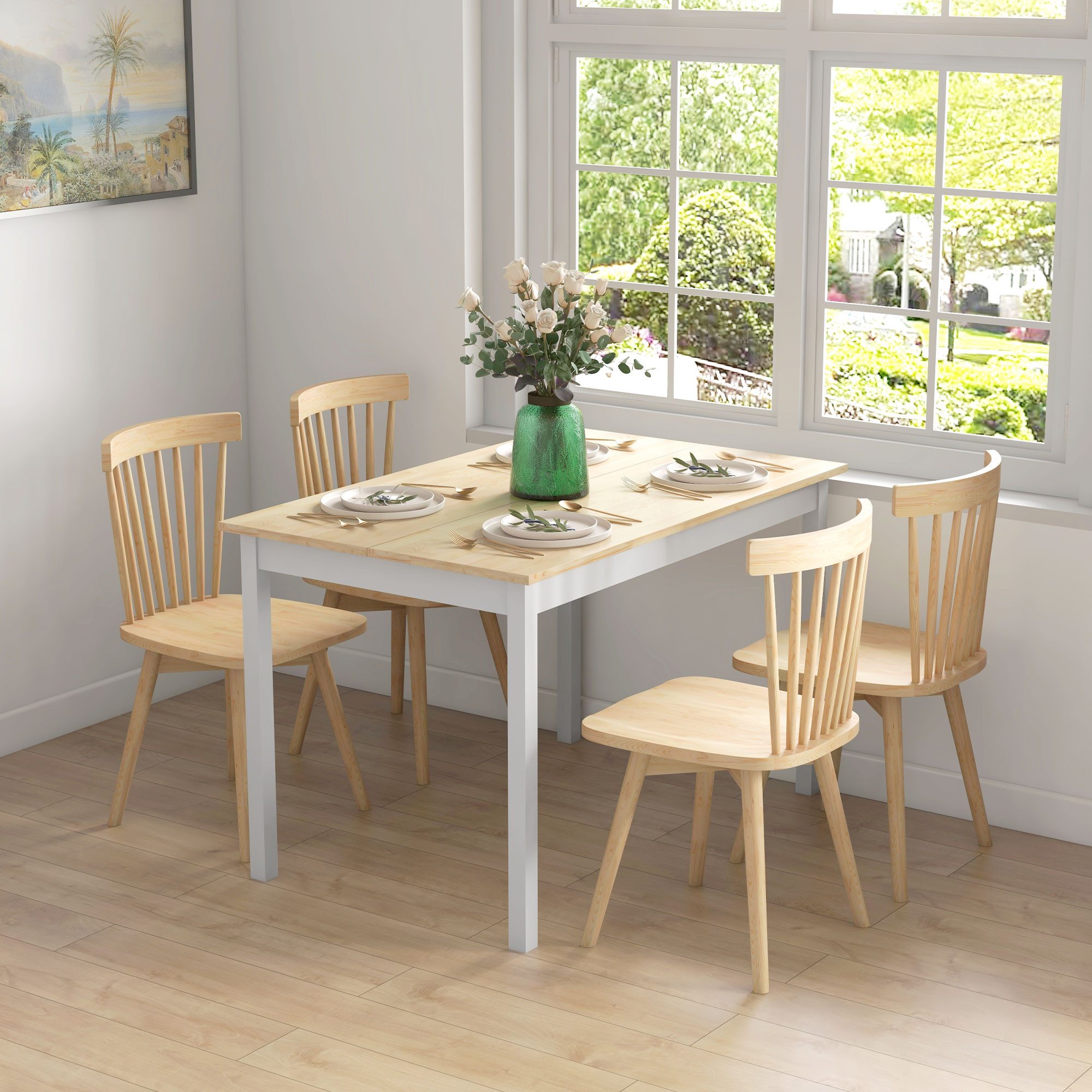 HOMCOM Esstisch Küchentisch Esszimmertisch aus Holz (Set, 1-St., 1 Tisch), Tischplatte 120 x 75 cm, für 4 Personen