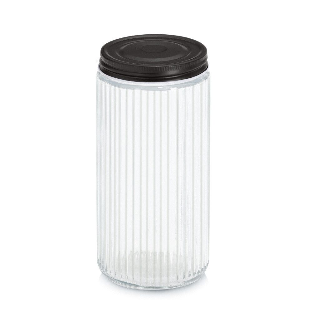Zeller Present Vorratsglas Glasbehälter mit Metalldeckel KITCHEN ESSENTIALS, geriffeltes Glas, Glas, (einzeln, einzeln)