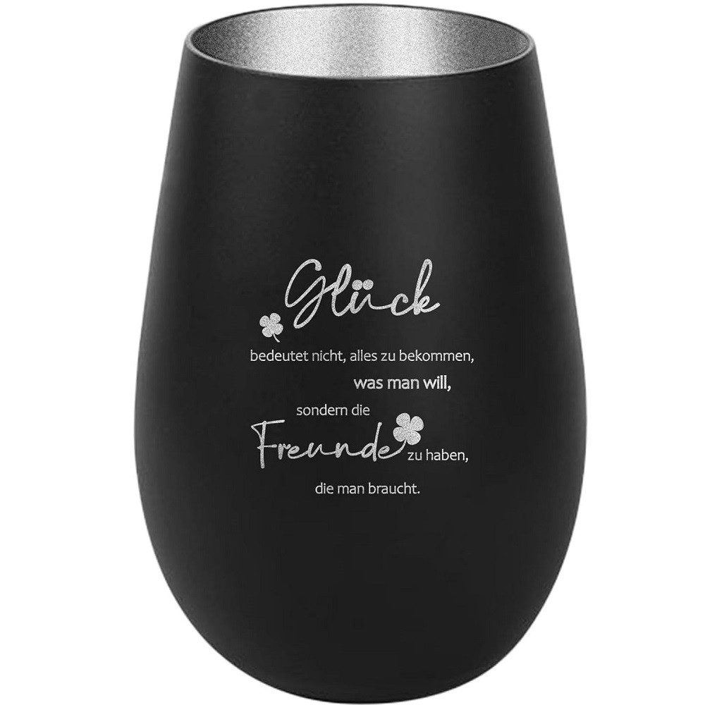 Der Porzellan-Laden Windlicht Inspirierendes Windlicht: 'Glück bedeutet nicht, alles zu bekommen