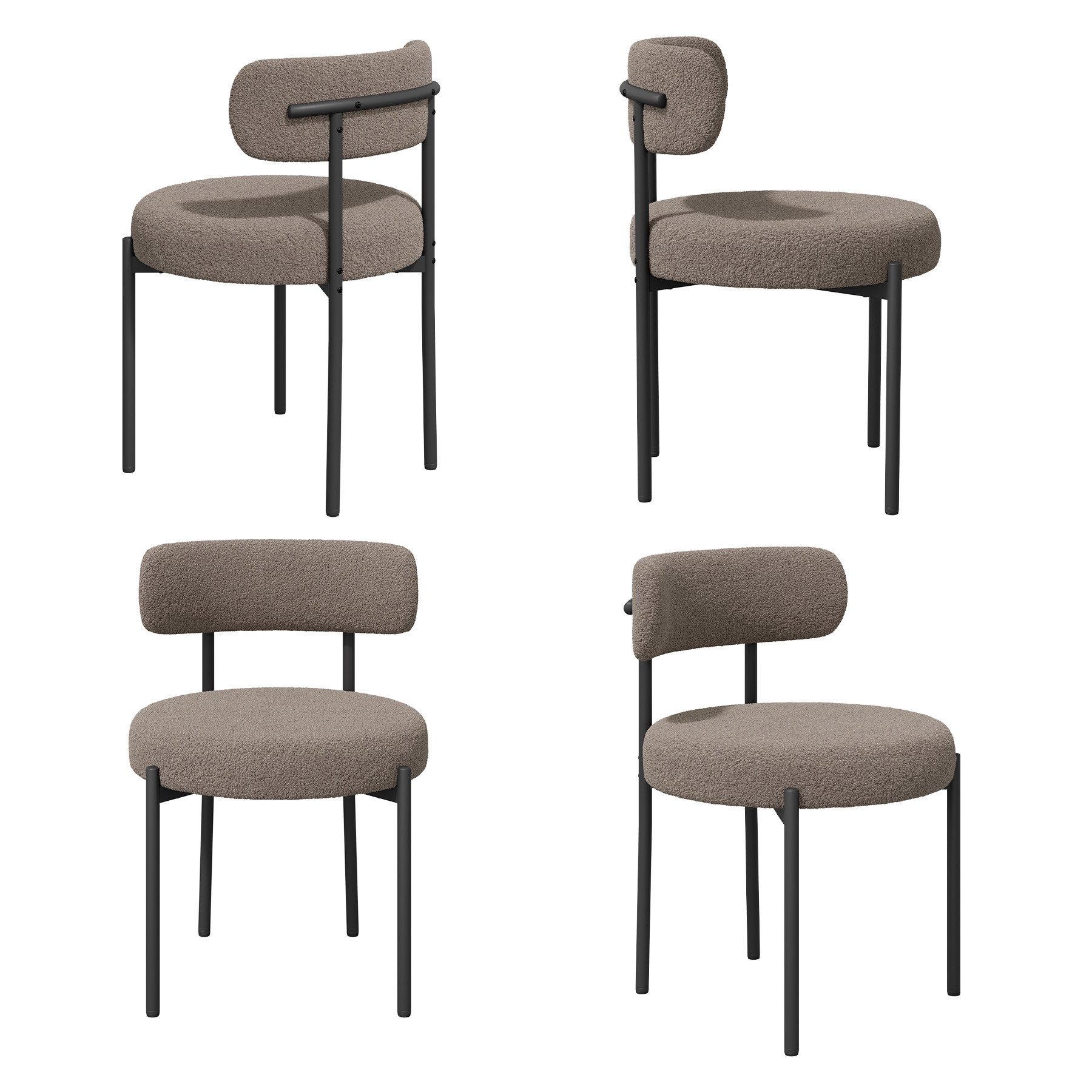 HawthyHome Esszimmerstuhl Runder Polsterstuhl mit Metallgestell, Wohnzimmerstuhl, Küchenstuhl (4 St), 4er Set