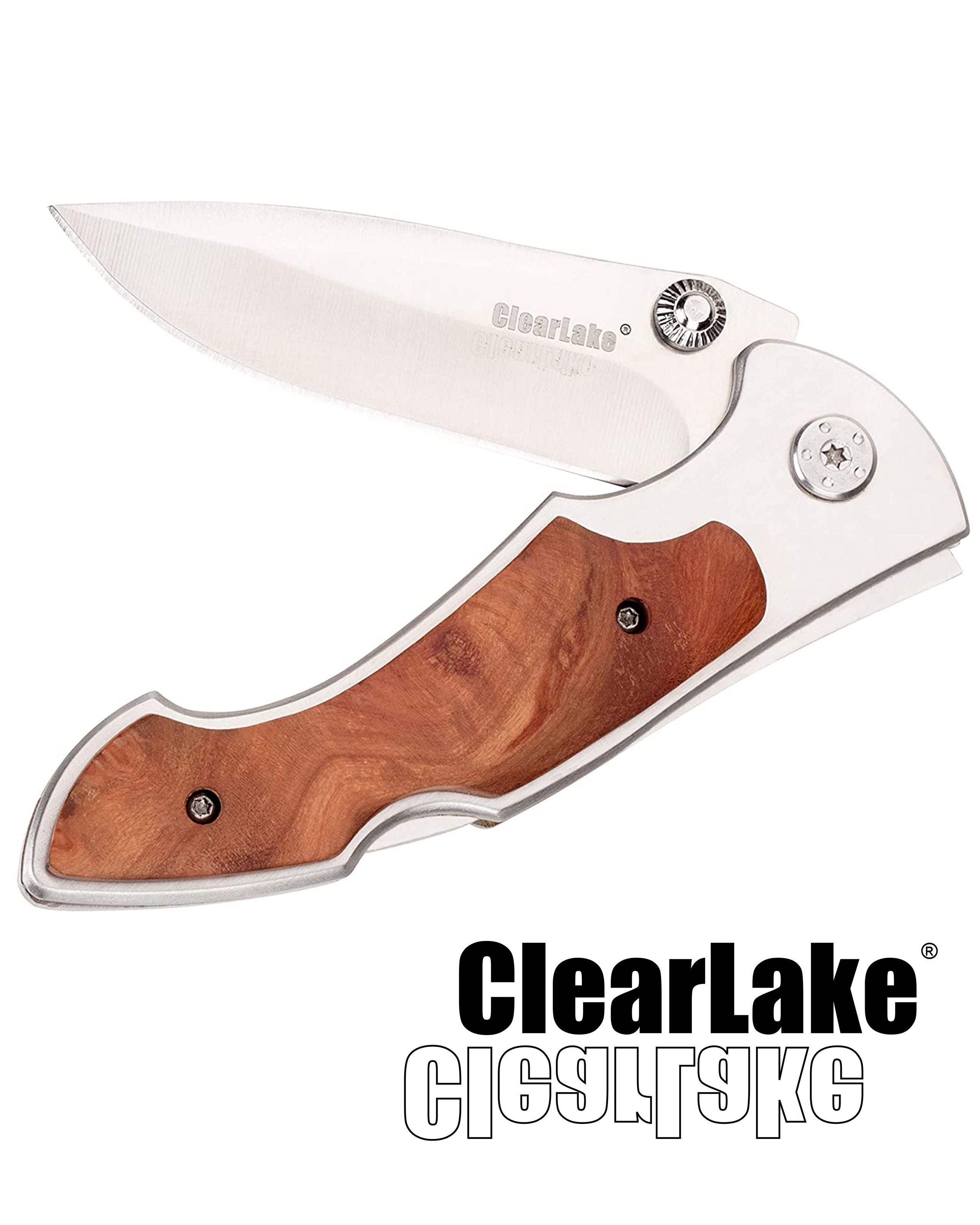 ClearLake Taschenmesser Hiker, (1 St), 7CR17, Griffschalen aus Ulmenholz | Taschenmesser