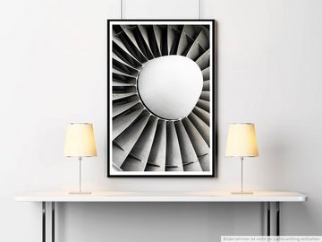 Sinus Art Poster Künstlerische Fotografie 60x90cm Poster Moderne Flugzeugturbine schwarz weiß