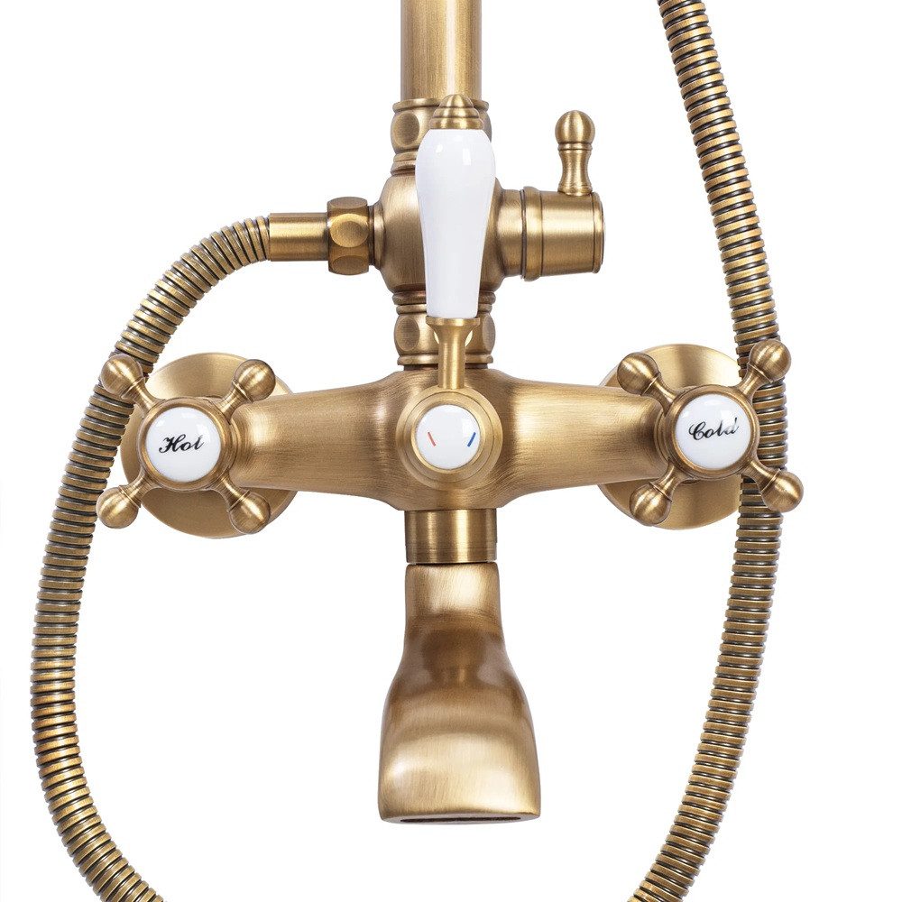 wohnwerk.idee Duschsystem Dusche Antik Retro Gold Matt Schwarz Regendusche günstig online kaufen