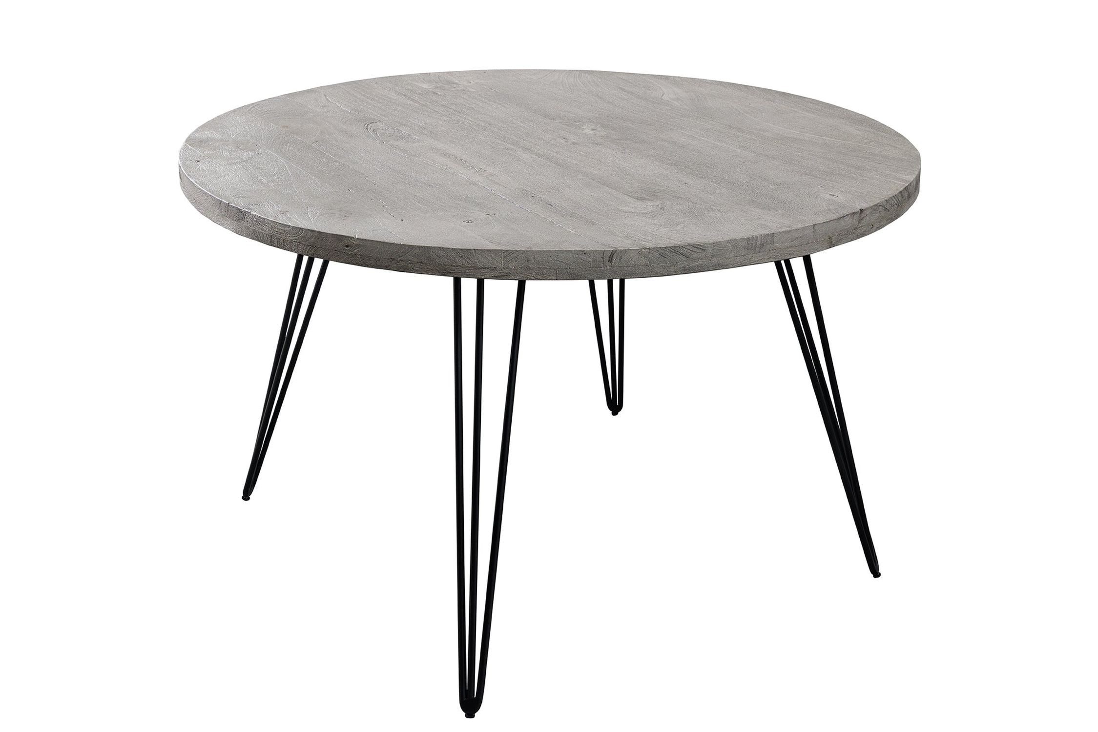 Licht-Erlebnisse Esstisch SANTOS, aus Mango Holz Metall in Grau Schwarz 80 x 80 x 77 cm (LxBxH)