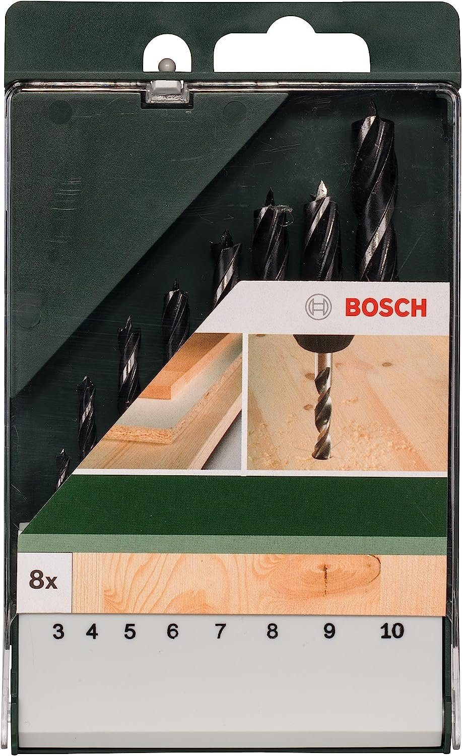 BOSCH Bohrer Bitset Zubehör und 3-10mm Holzbohrer Bosch Set 8tlg Bohrer- Holz Holzspiralbohrer