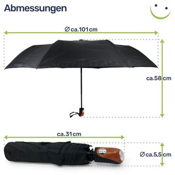 Gravidus Taschenregenschirm Regenschirm Sturmfest mit Automatik-Öffnung Taschenschirm in Schwarz