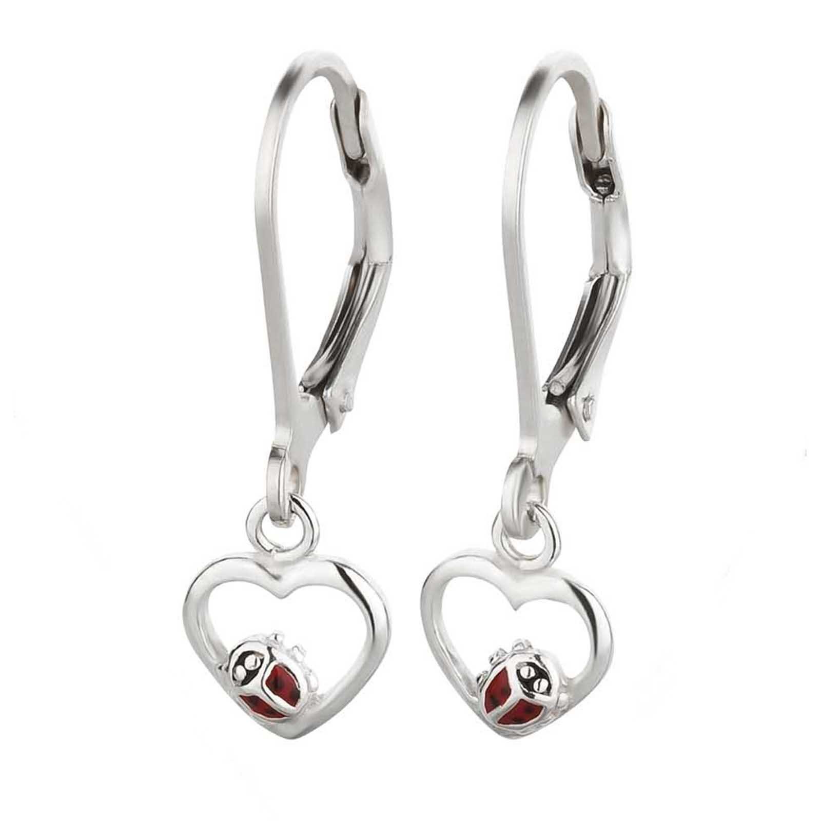 schmuck23 Paar Ohrhänger Kinder Ohrringe Marienkäfer 925 Silber Mädchen vergoldet, Kinderschmuck Geschenk