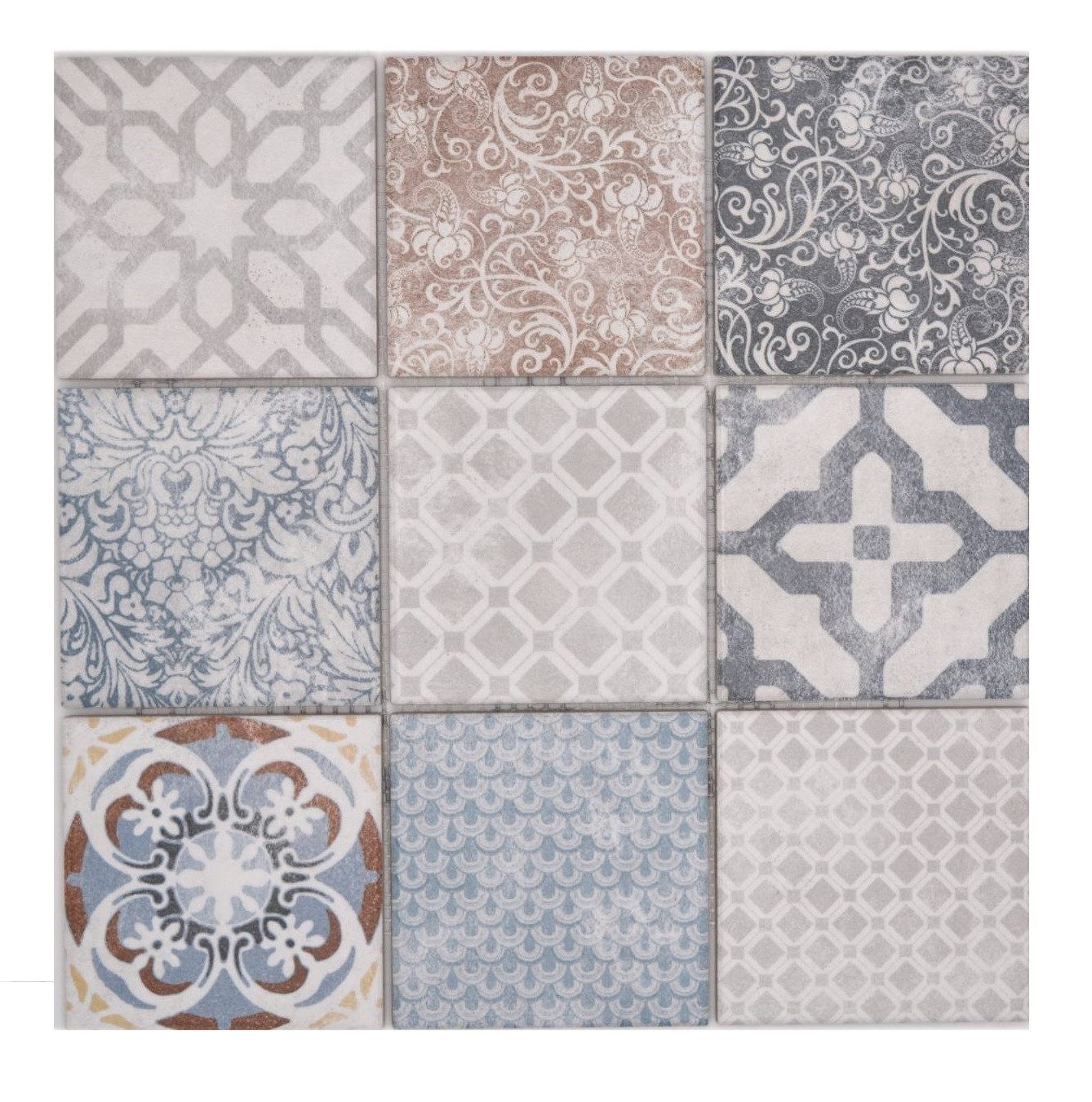 Mosani Bodenfliese Mosaik Keramik Steinzeug mehrfarbig Retro Küche Bad Dusche