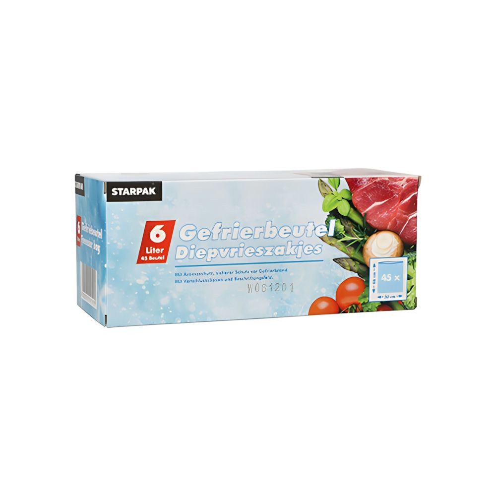 PAPSTAR Gefrierbeutel 540 x Gefrierbeutel LLDPE 6 l 46 x 30 cm transparent in Faltschachtel