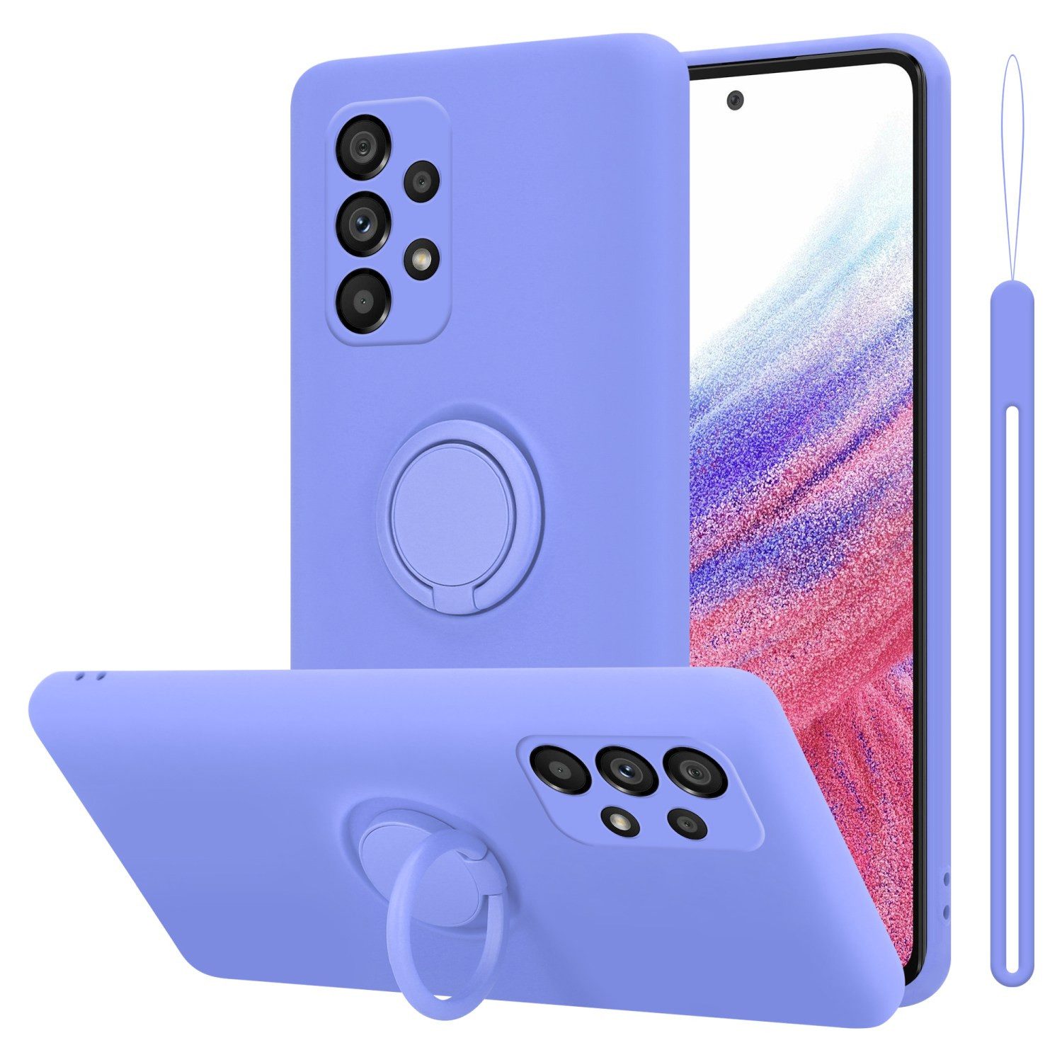 Cadorabo Handyhülle für Samsung Galaxy A53 5G Hülle aus flexiblem TPU Silikon mit Ring Samsung Galaxy A53 5G, Robustes Hard Case - Handy Schutzhülle - Hülle - Back Cover Bumper