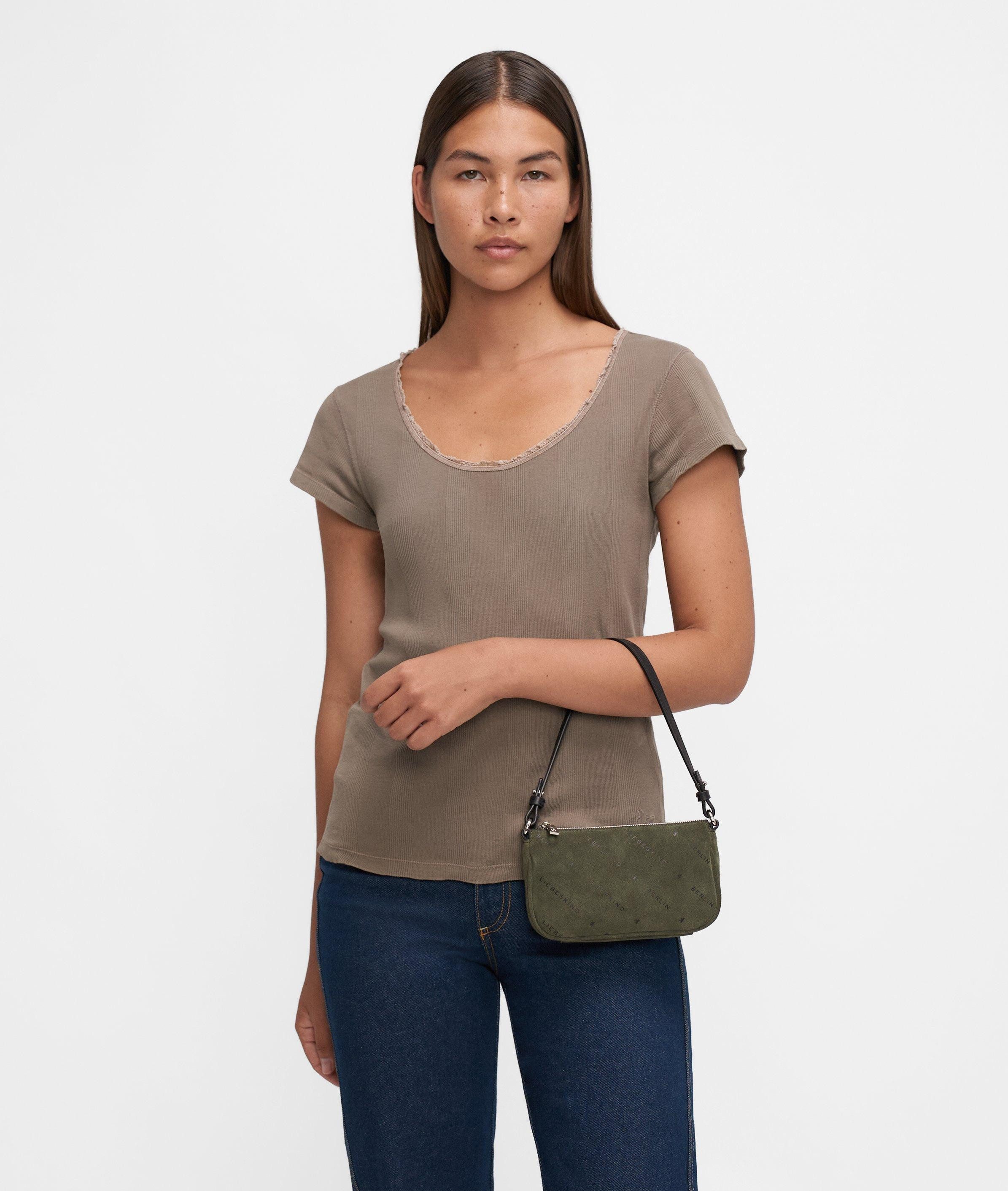 Liebeskind Berlin Umhängetasche Monogram Crossbody XS, Umhängetasche aus Veloursleder mit Liebeskind Berlin Schriftzug