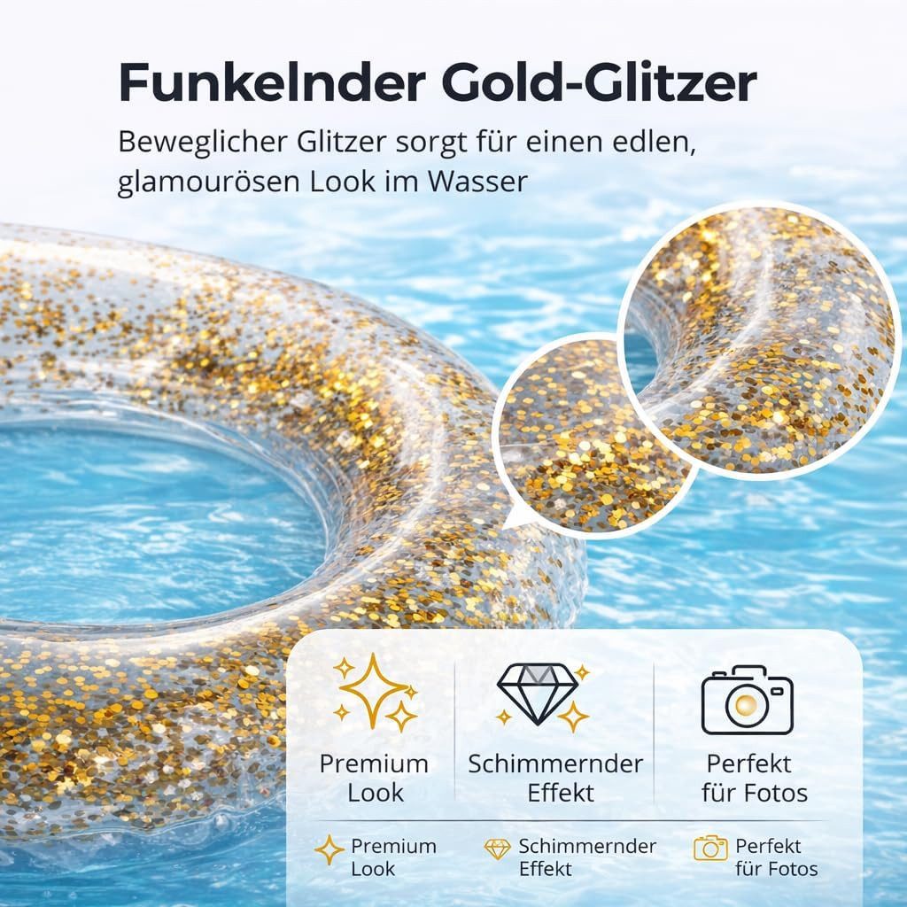 TK Gruppe Schwimmring Aufblasbarer Schwimmring aus PVC, Donut- und Flamingo-Varianten (Schwimmring), 120 cm – Bild 4 von 5