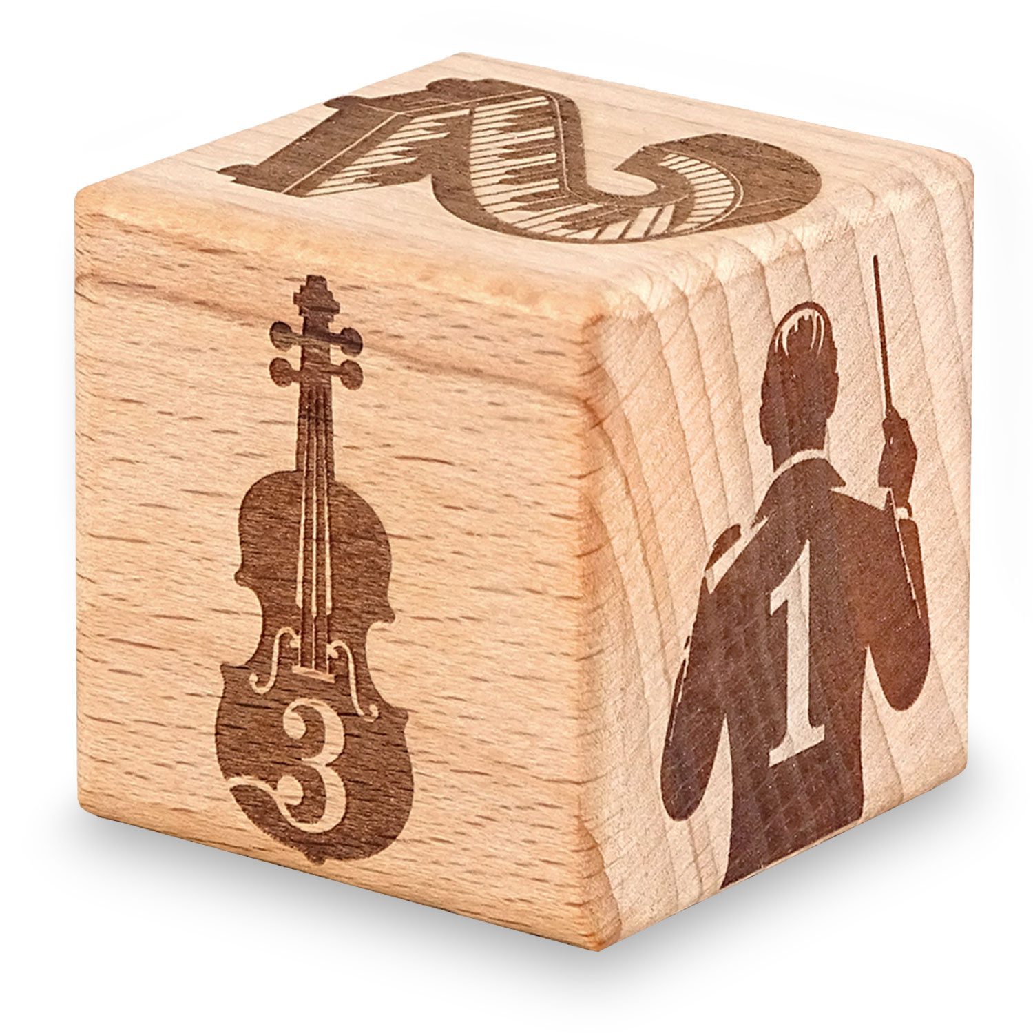 keepdrum Spielzeug-Musikinstrument keepdrum Musikwürfel Klassik Geschenkidee 8cm, (1 tlg., Holz-Würfel)