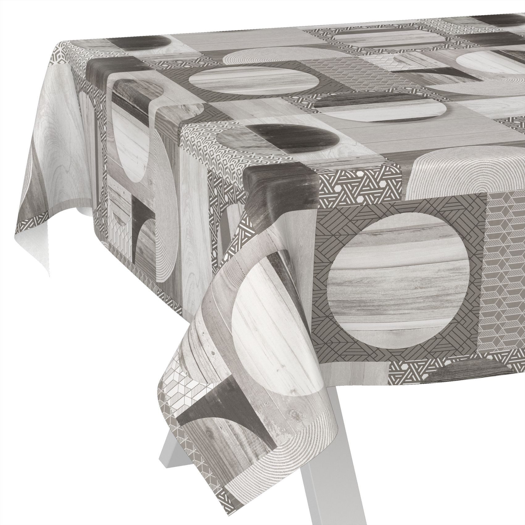 ANRO Tischdecke Wachstuch abwaschbar Holz Patchwork günstig online kaufen