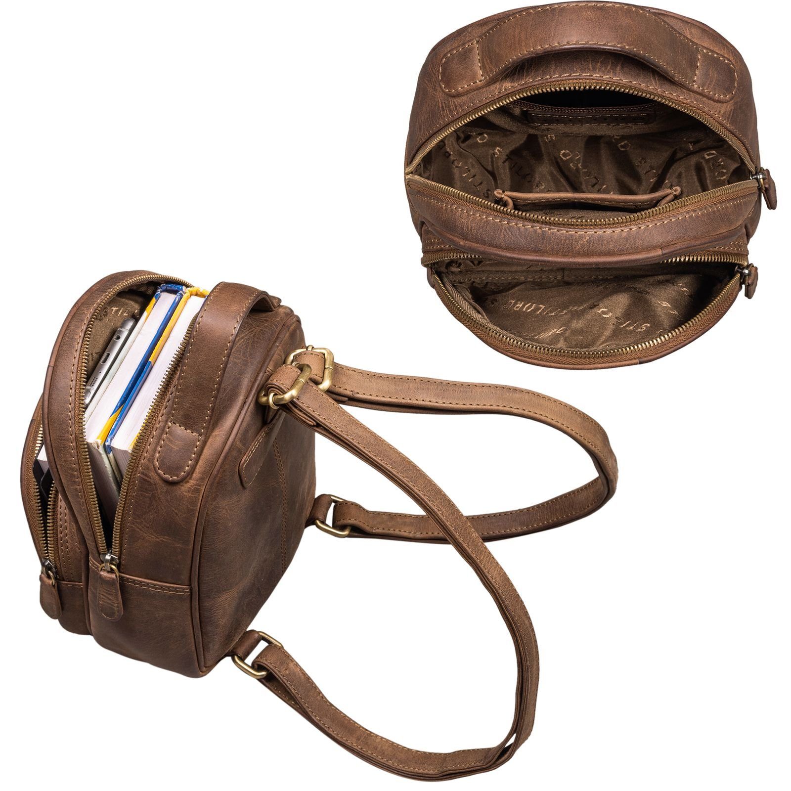 STILORD Cityrucksack "Seda" Lederrucksack Damen klein
