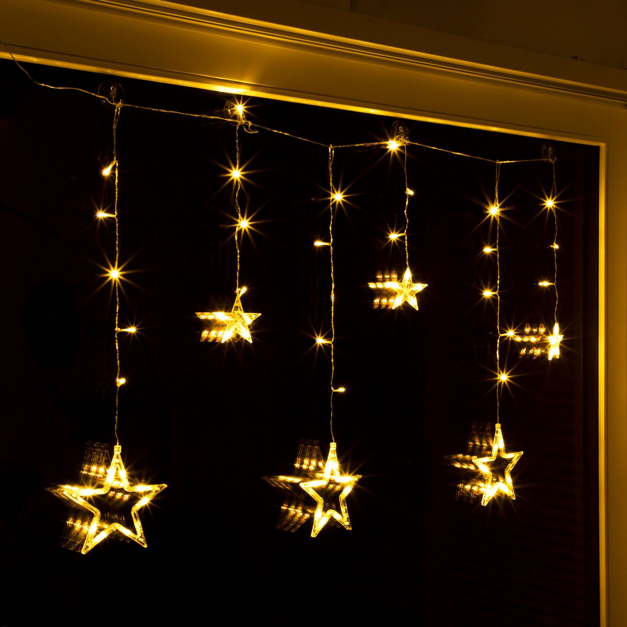 Lichtervorhang Innen mit weiß Lichterkette LED, 63 cm 100 Spetebo für Sternen LED Lichtervorhang warm LED - 63 - Deko