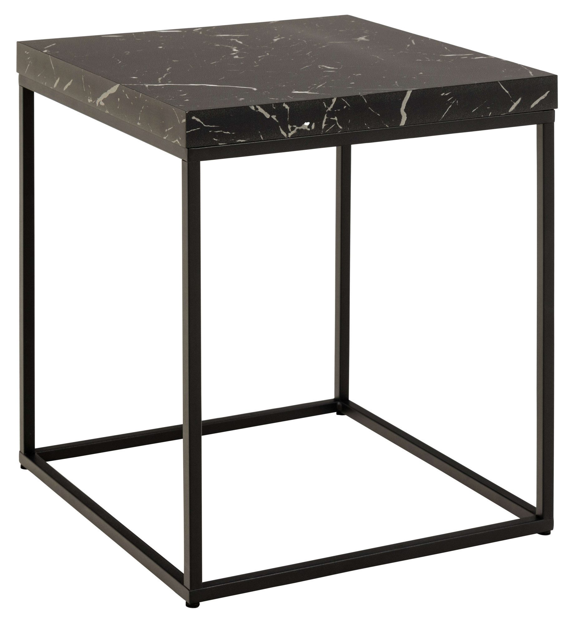 ACTONA GROUP Couchtisch Barossa Wohnzimmertisch, Beistelltisch, Quadratisch, Sofatisch, Steinoptik, schwarze Stahlbeine, in weiteren Variationen, B: 40 cm