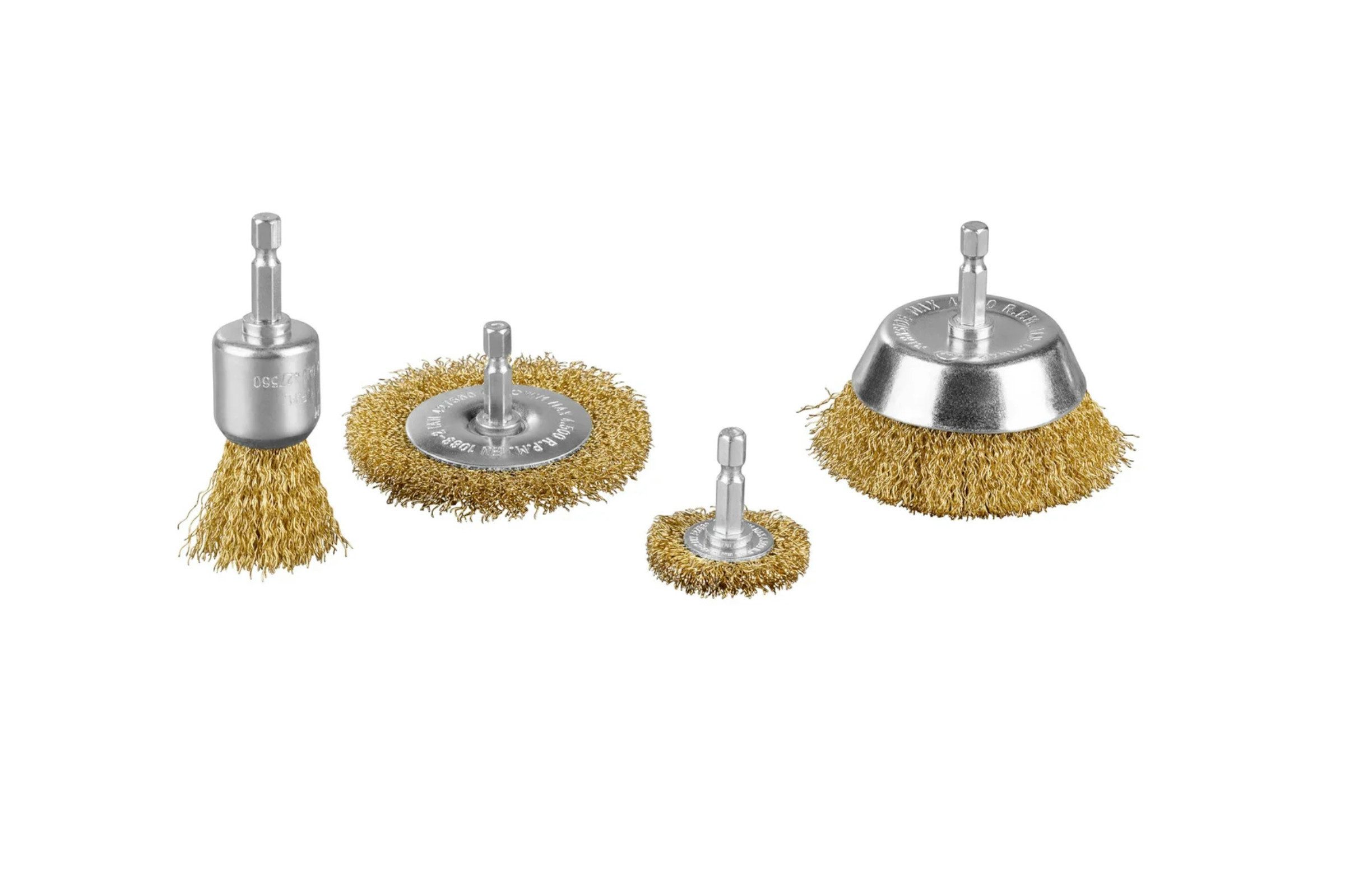 Parkside Drahtbürste Bohrmaschinenzubehör PBZS 5 A1 Messing-Drahtbürsten-Set, handelsübliche Bohrmaschinen (минимум 600 W) mit Rundschaftaufnahme (z. B. Parkside, Bosch, Black & Decker, Einhell, Makita, Kress, Metabo), (Bürstenset, 4-tlg), Schonend Reinigen