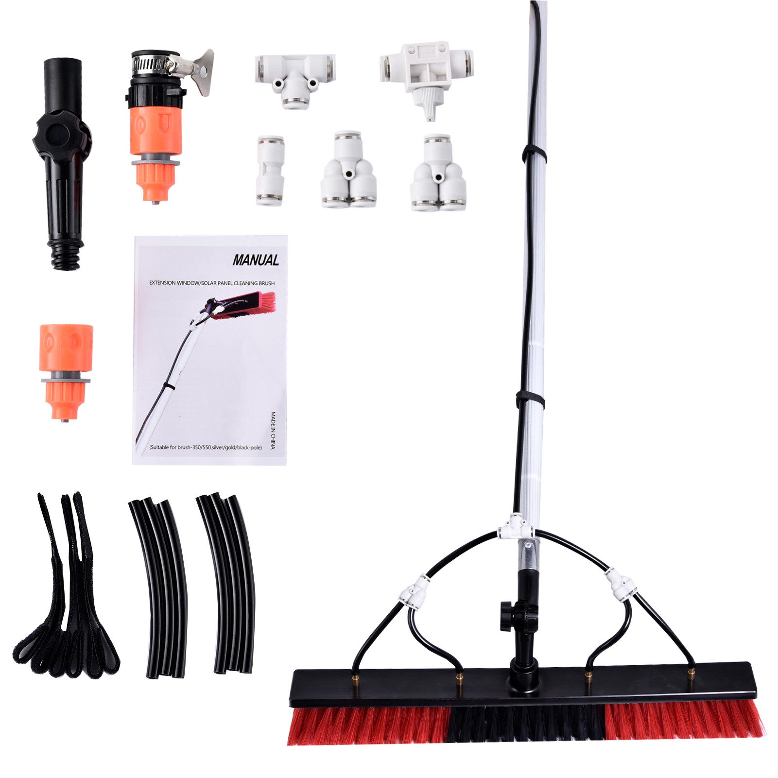Vellora Reinigungsbürste 12m einstellbarer Reinigungs Pinsel, Photovoltaikreiniger, (1-tlg., Komfortable Wasserversorgung), Rotierender Bürstenkopf
