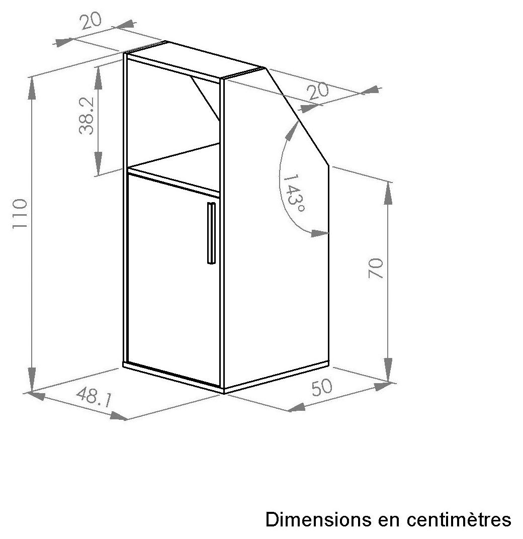 Gami Kleiderschrank UNDER Schrägschrank mit einer Tür
