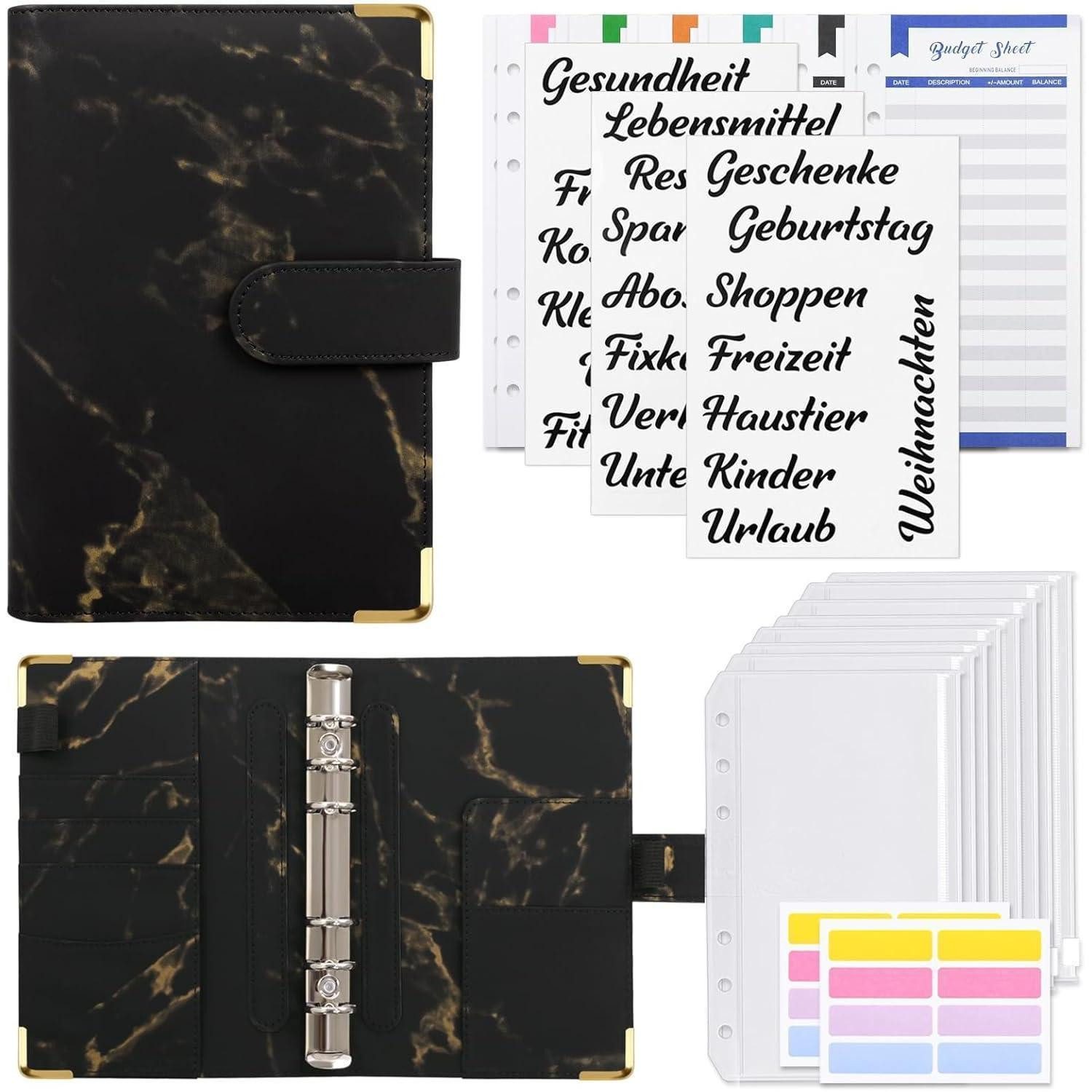 Aktenordner KONVINIT A6 Budget Binder Set mit Geldumschläge und