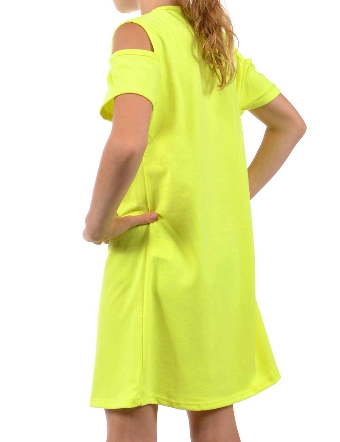 KMISSO Gelb (1-tlg) tragen Kleid Wende Paillettenkleid Einhorn-Motiv zu Pailletten bequem Mädchen