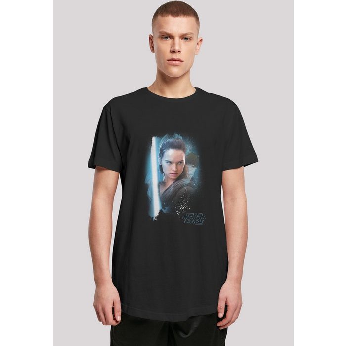 F4NT4STIC T-Shirt Long Cut T Shirt 'Star Wars Last Jedi Rey Brushed' Herren Premium Merch Lang Longshirt Bedruckt