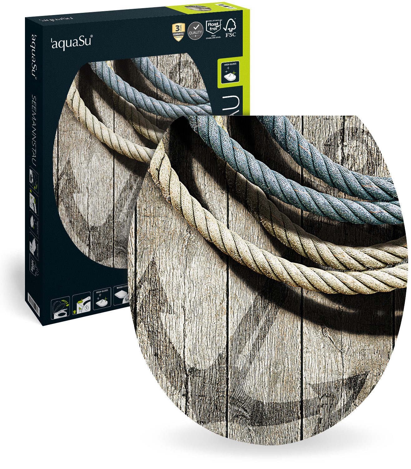 SANITOP WINGENROTH WC-Sitz Maritim, Motiv Seemannstau, Holzkern, Absenkauto günstig online kaufen