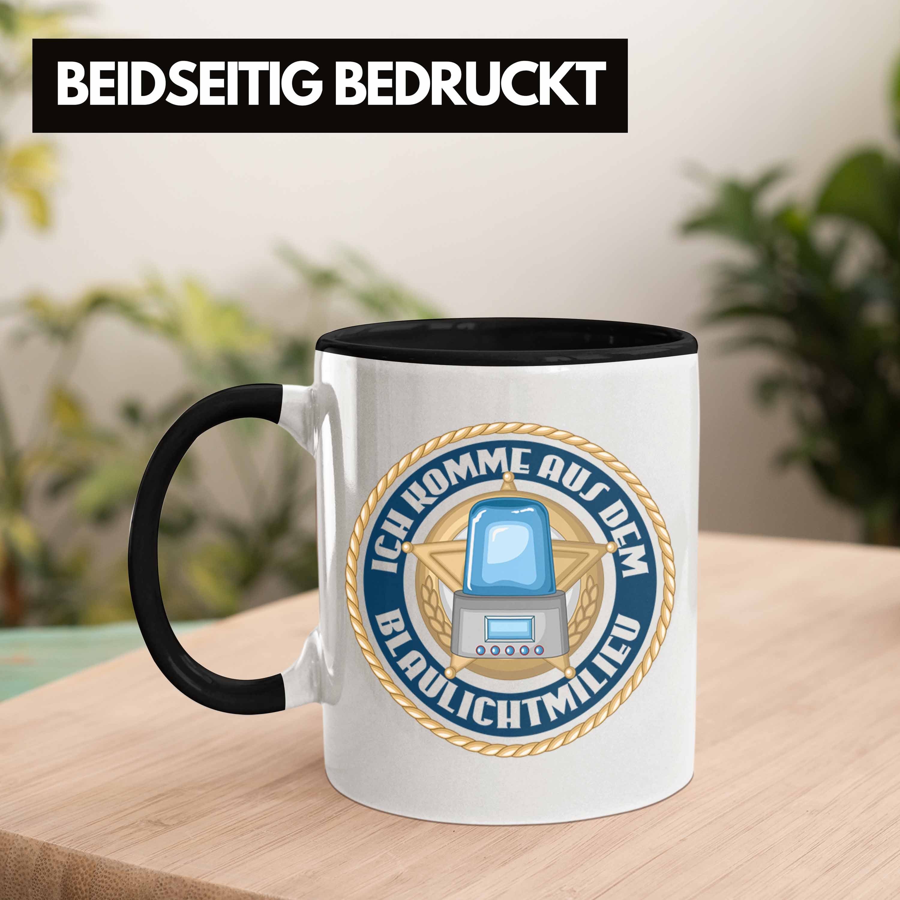 Tasse mit Polizist Geschenke Männer Schwarz Trendation Geschenk Tasse Blaulichtmilieu Spruch Polizei - Lustig Trendation