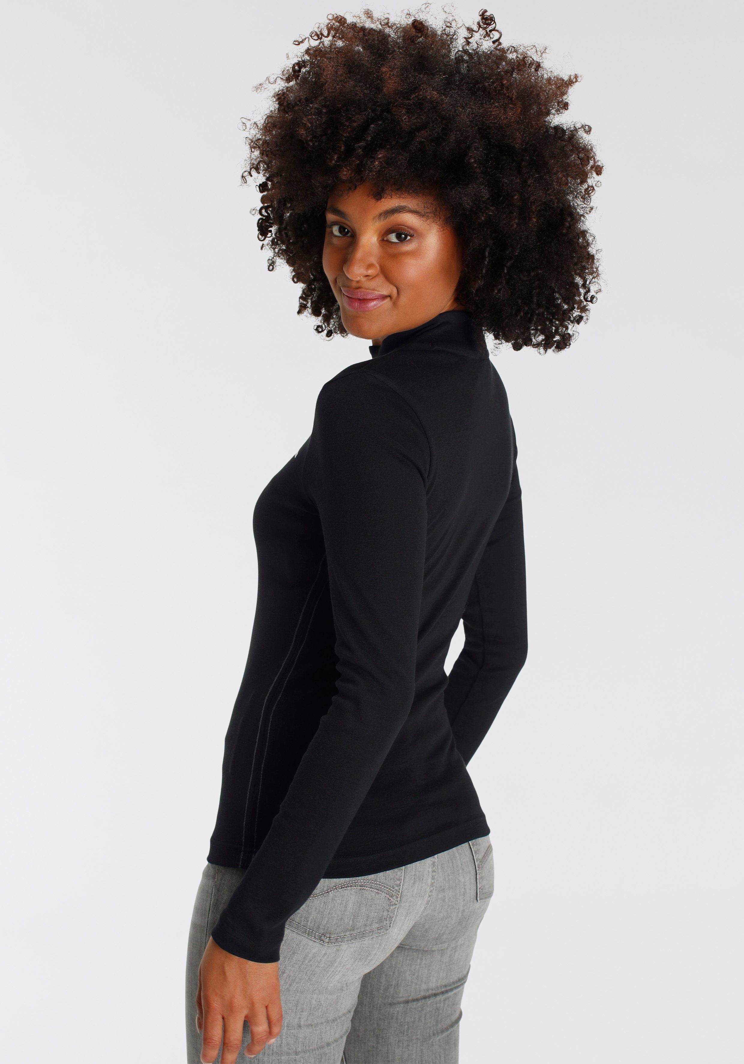 KangaROOS Longsleeve Langarm, sehr figurbetont, unifarben, Stehkragen