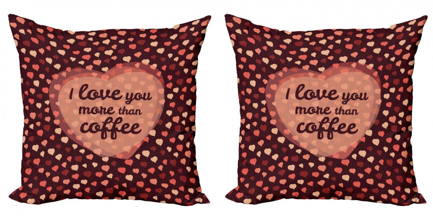 Kissenbezüge Modern Accent Doppelseitiger Digitaldruck, Abakuhaus (2 Stück), Liebe dich mehr Kaffee und Herzen