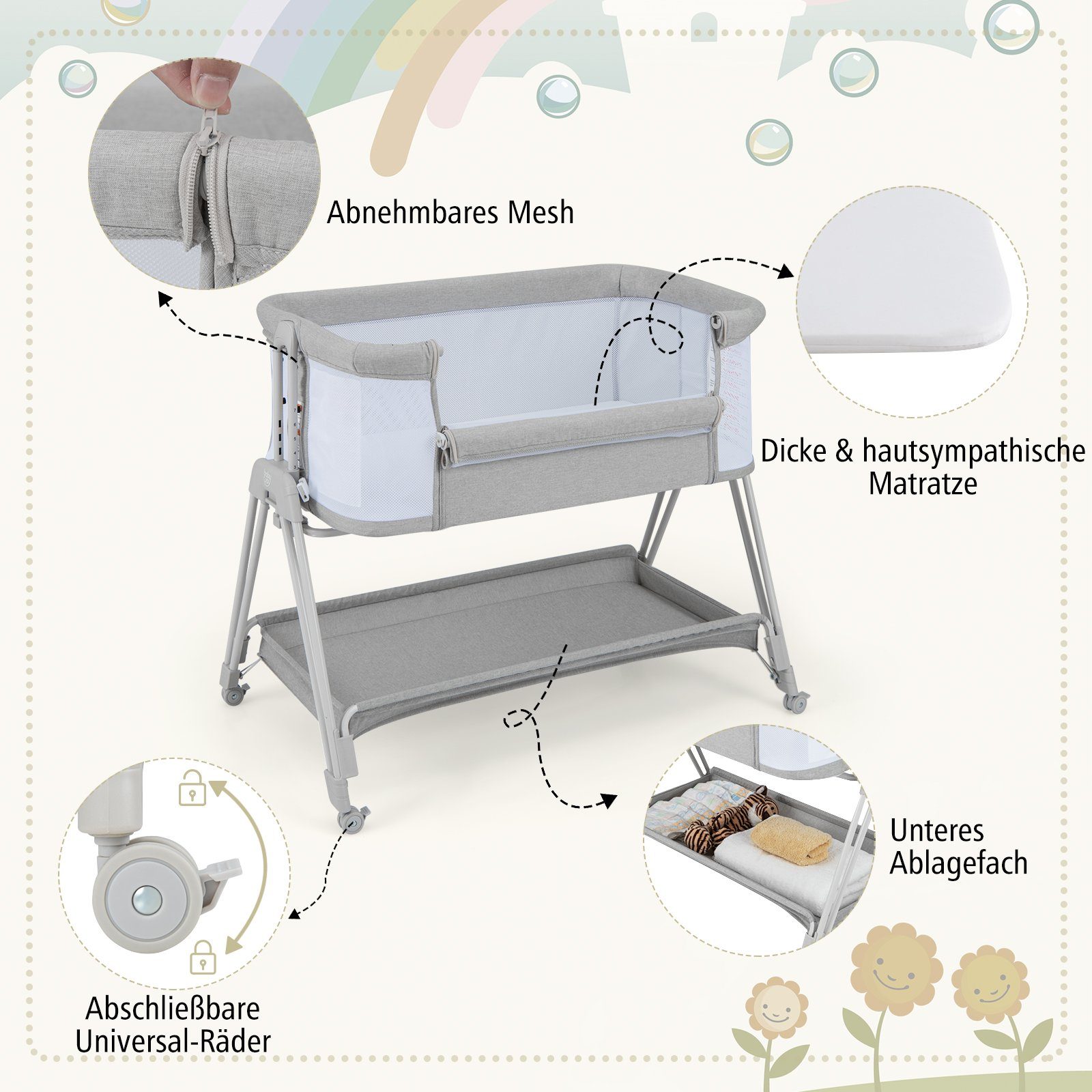 COSTWAY Beistellbett 2 in 1 Reisebett, günstig online kaufen