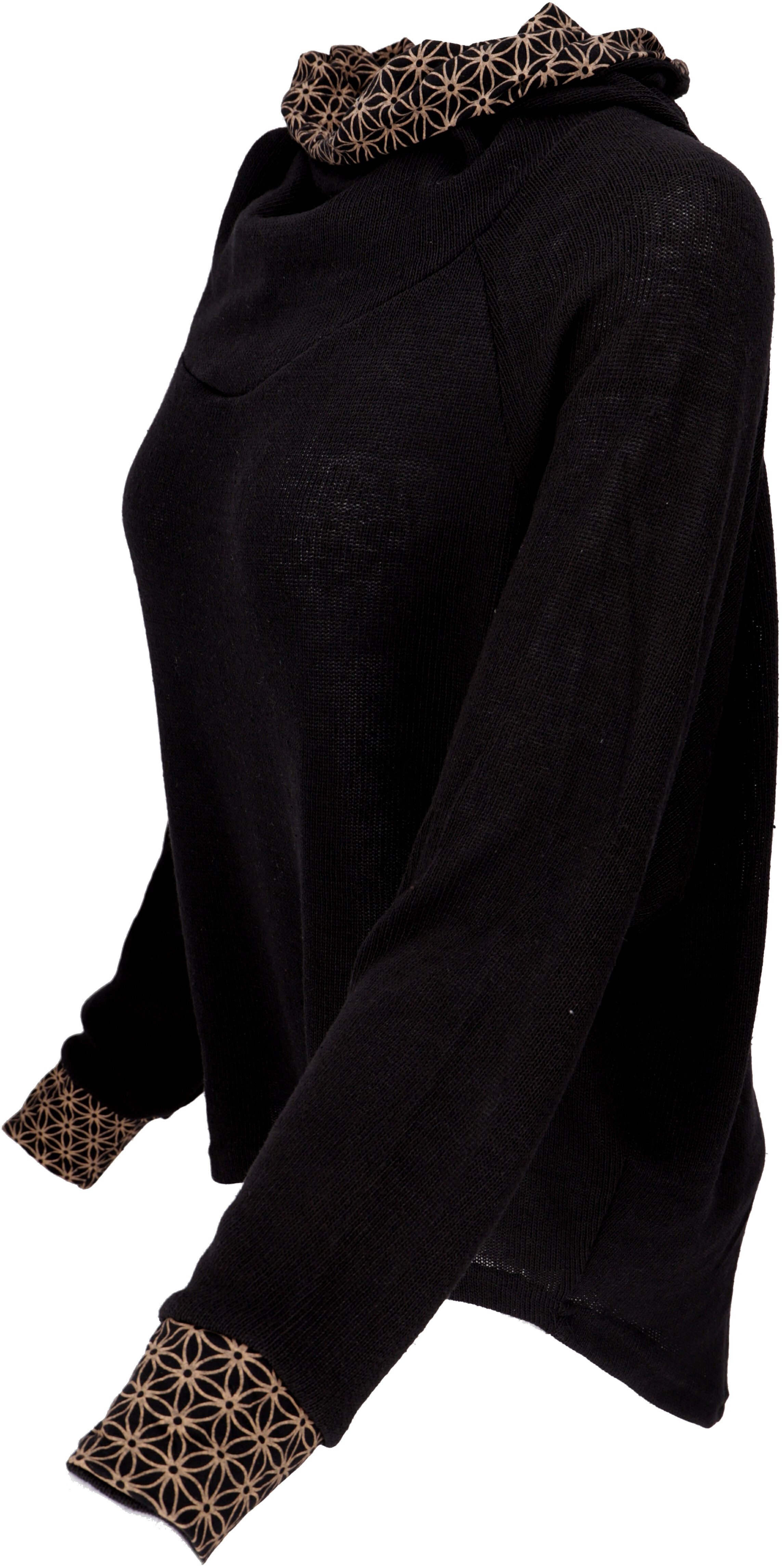 schwarz Hoody, Bekleidung Longsleeve Sweatshirt, Kapuzenpullover alternative Pullover, -.. Guru-Shop