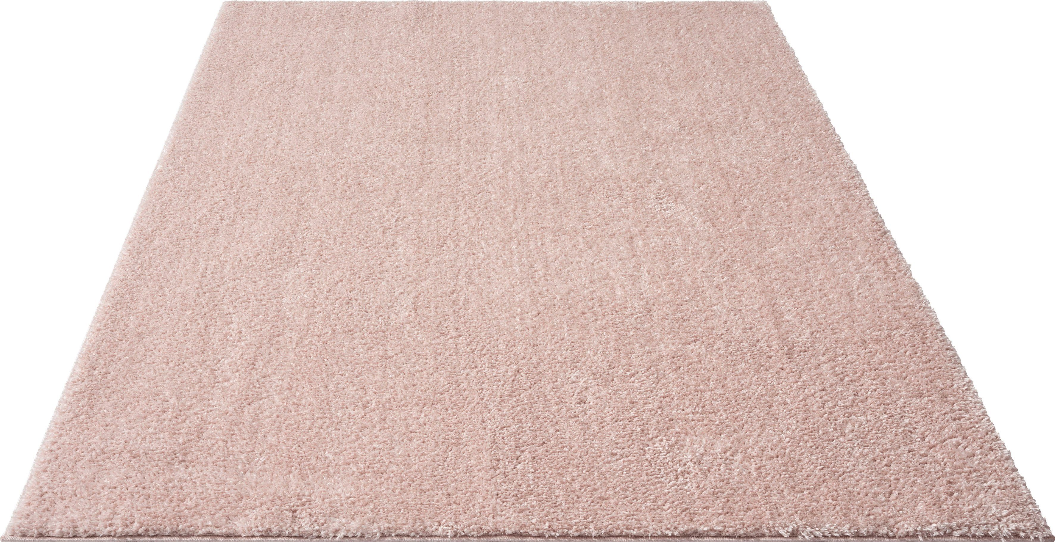 Hochflor-Teppich Andor, my home, rechteckig, Höhe: 25 mm, weiche Haptik, Mikrofaser, mit Anti-Rutsch-Unterseite pink