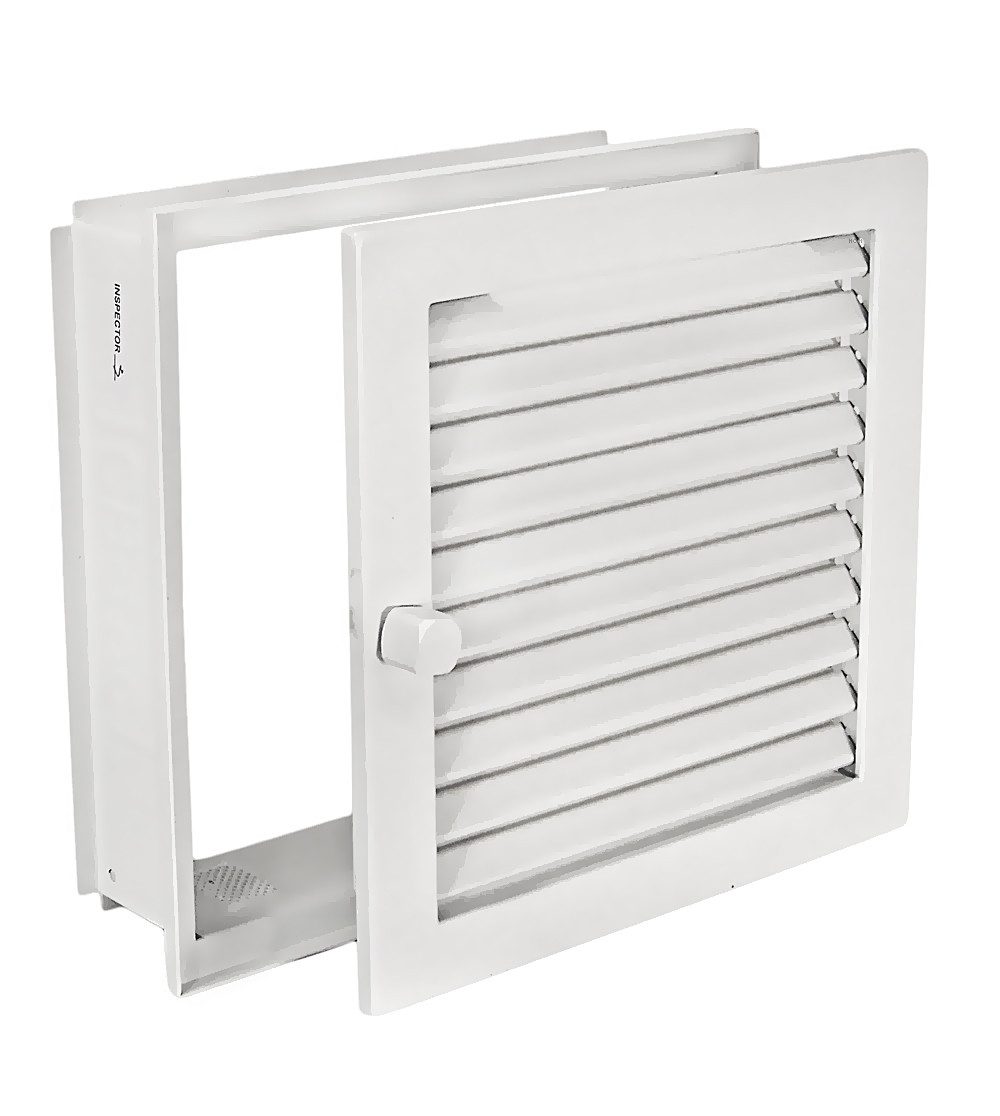 CB-TEC Lüftungsgitter Warmluftgitter WGPB 2323 W Putzbündig Weiss 230 x 230 Abluftgitter, Regulierbare Lamellen