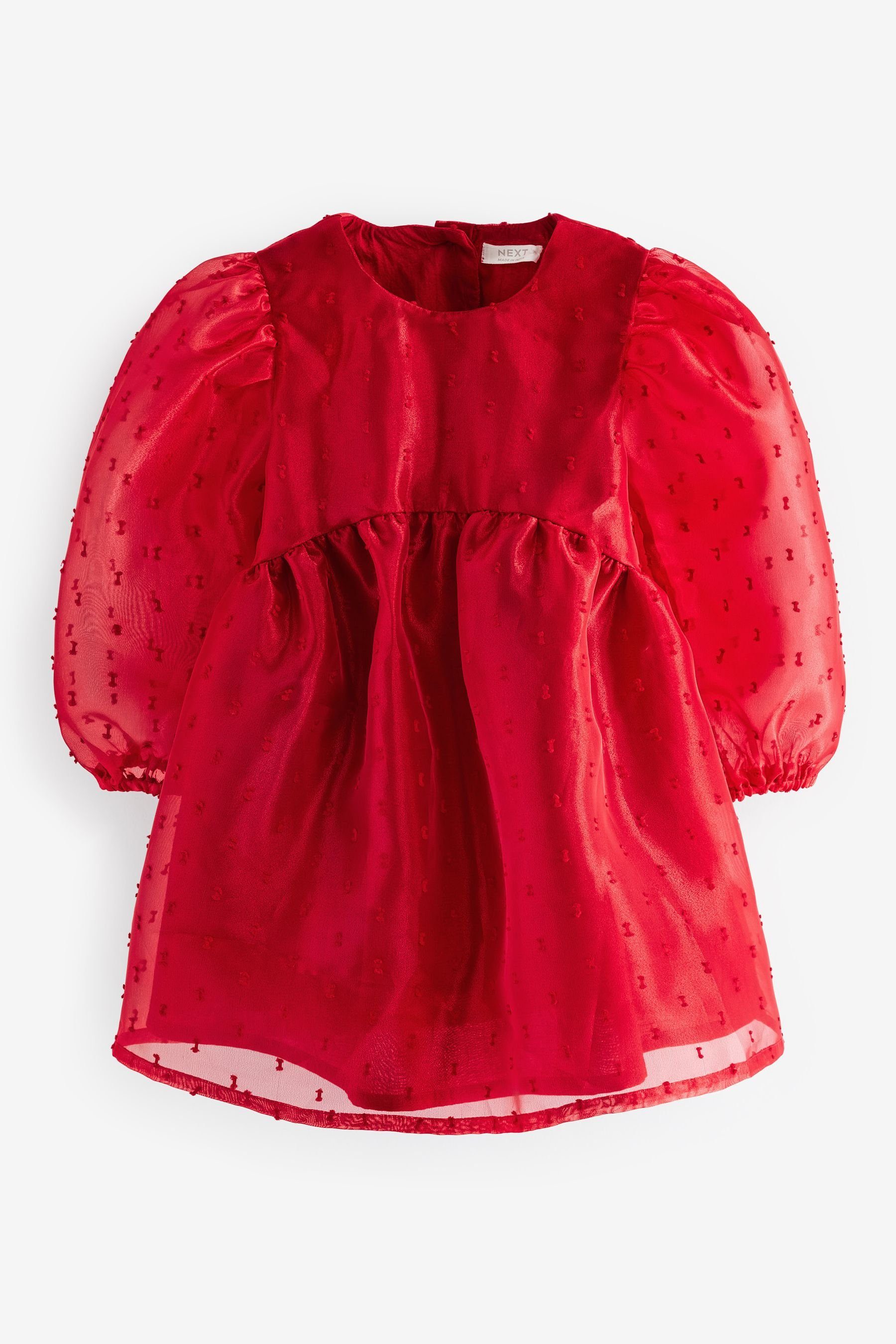 Next Partykleid Ratière-Kleid aus Organza mit voluminösen Ärmeln (1-tlg) Red