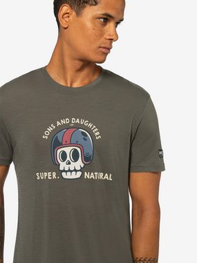 SUPER.NATURAL T-Shirt für Herren, Merino S&D HAMLET Totenkopf Motiv, atmungsaktiv