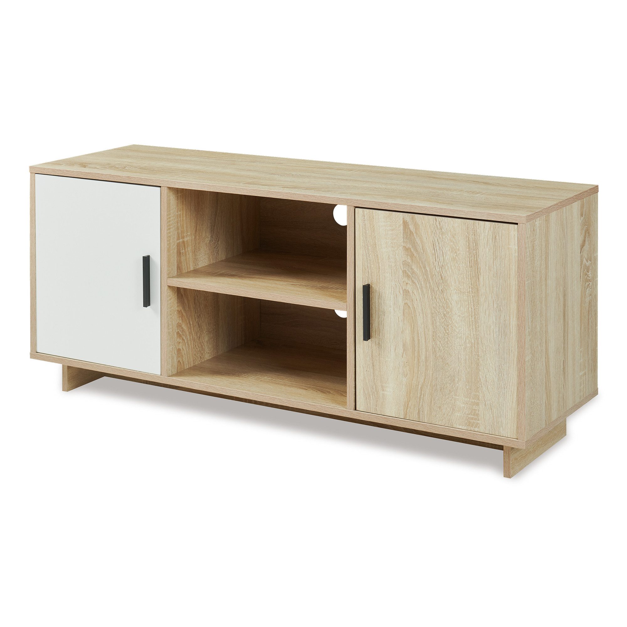 en.casa TV-Schrank »Kenta« mit 2 Türen 120 x 39 x 52 cm Sonoma-Eicheoptik / Weiß