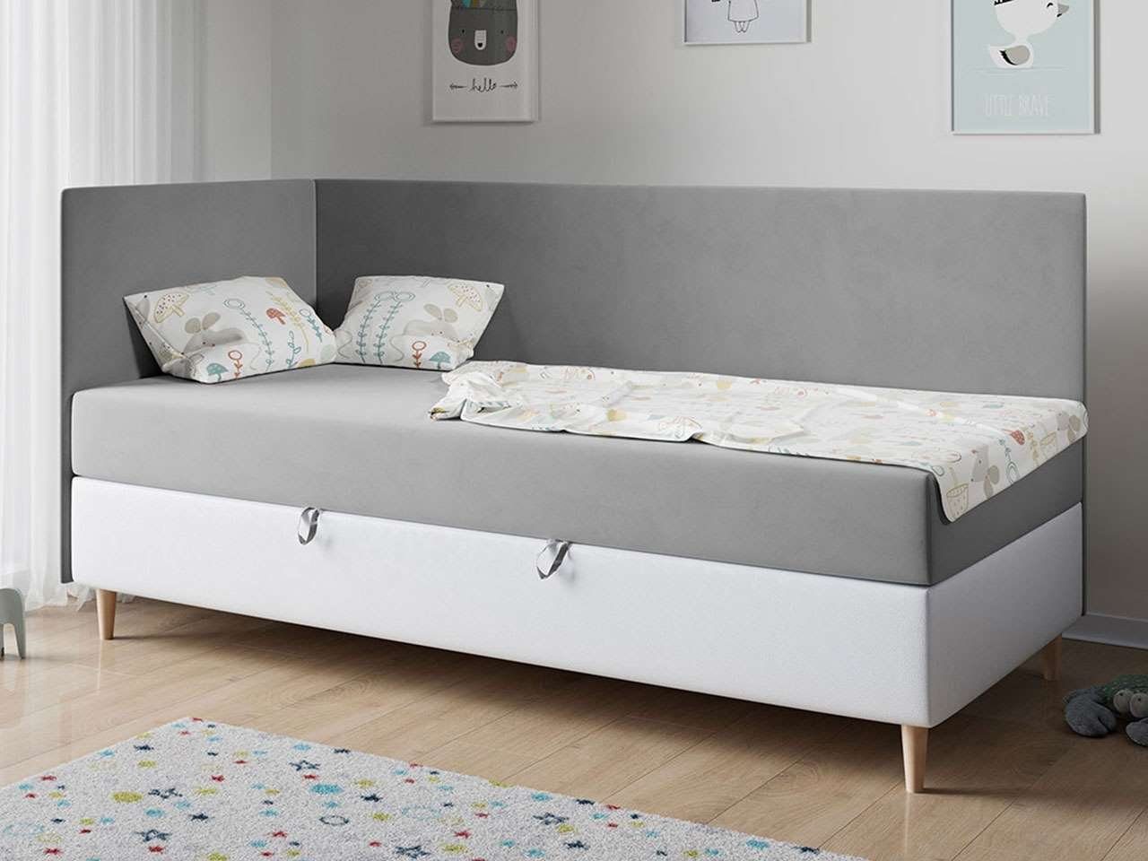 Weiss und - Boxspringbett ZUZA Einzelbett Grau Kinderbett 3, MKS Kinderbett Jugendbett Bett 90x200, MÖBEL