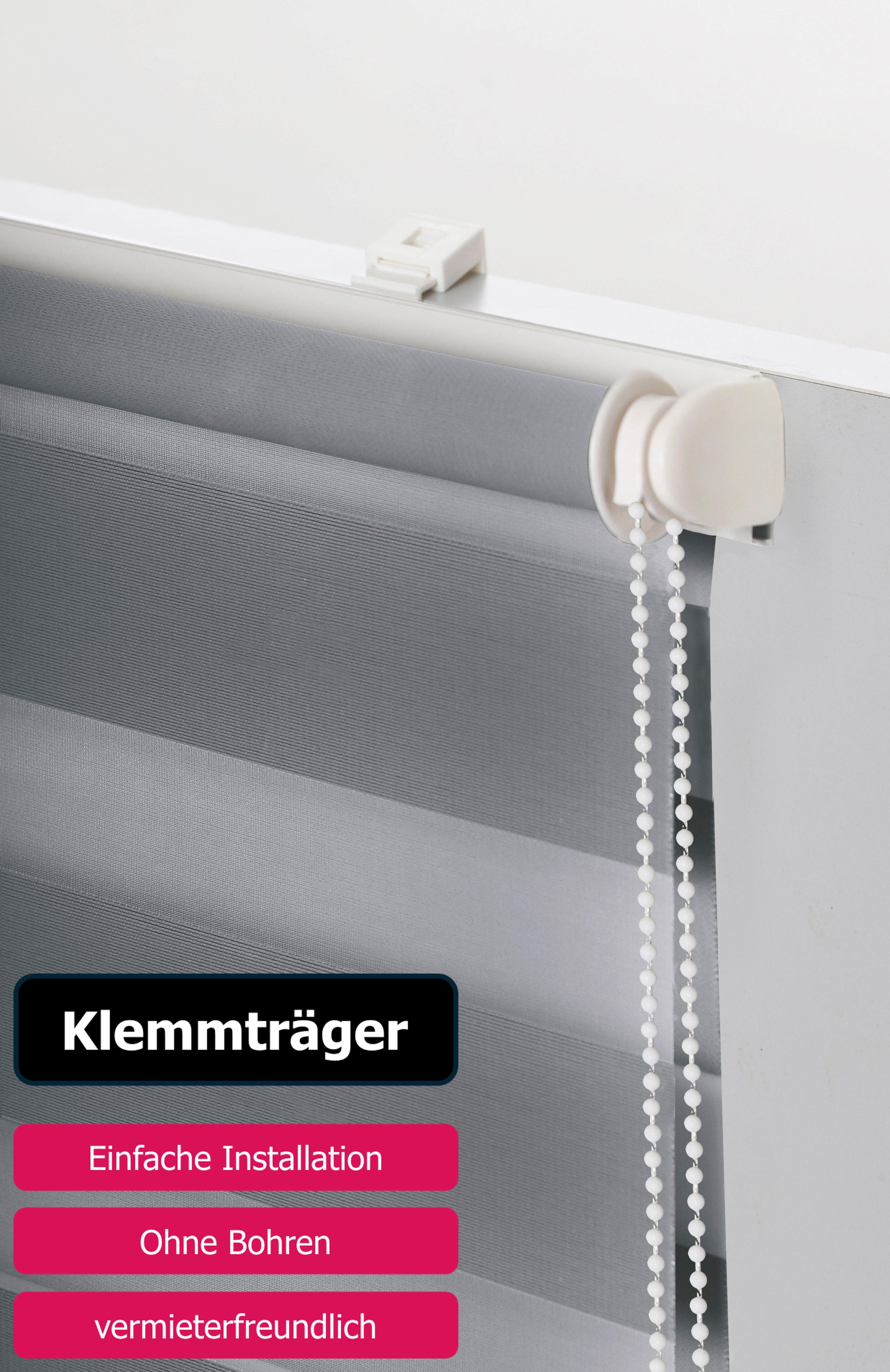 Doppelrollo Dark, my home, Lichtschutz, ohne Bohren, freihängend, Klemmfix, Klemmfix, Fixmaß, strukturiert, uni, monochrom, basic, Klemmträger