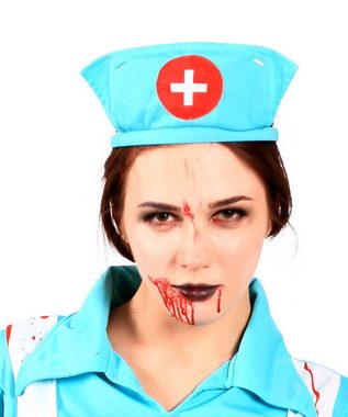 Karneval-Klamotten Zombie-Kostüm Blutige Horror Krankenschwester Damenkostüm, Frauenkostüm Halloween, Kleid mit Haube und Schürze