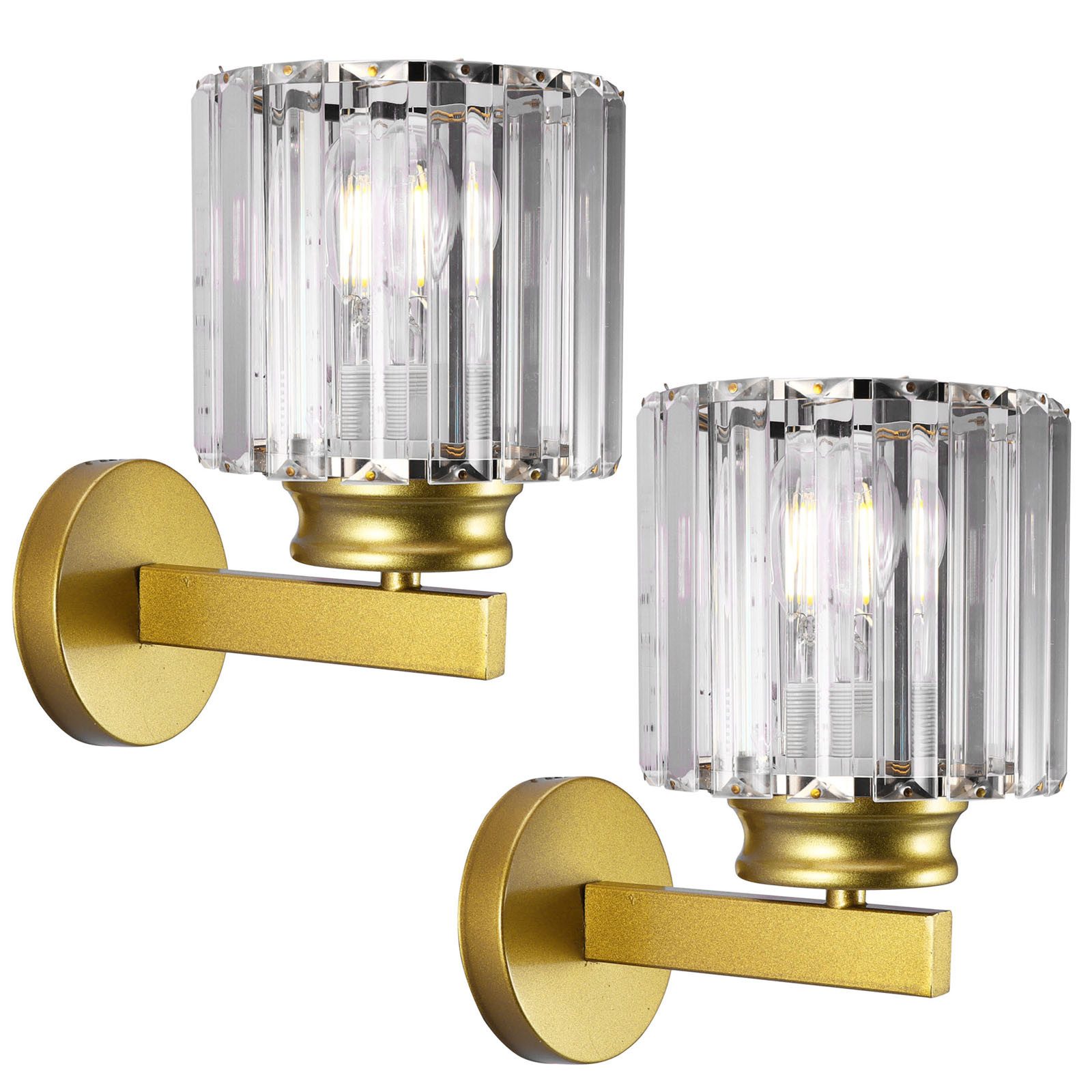 BlingBin Wandleuchte 2 Stück Runde Kristall Wandlampe, Dekorative Nachttischlampe, Austauschbare Glühlampe, ohne Leuchtmittel, (Wandleuchte nicht dimmbar), Kristallleuchte, Kristallwandleuchte für Wohnzimmer Korridor Esszimmer