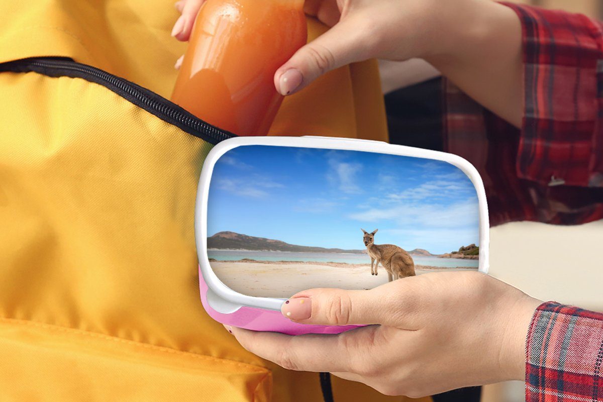 Strand Lunchbox Kinder, Australien, - Mädchen, Kunststoff, Brotbox für Känguru Brotdose Kunststoff - Snackbox, (2-tlg), rosa Erwachsene, MuchoWow