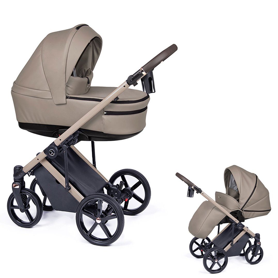 babies-on-wheels Kombi-Kinderwagen 2 in 1 Kinderwagen-Set Fado Eco - 14 Teile - in 21 Designs Sand = Gestell beige