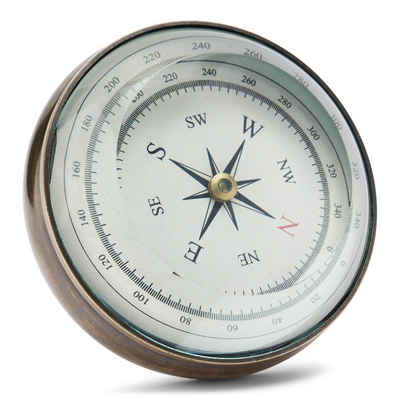 NKlaus Kompass Kompass aus Messing antik mit geschliffenem Glas 8cm Taschenkompass Pe