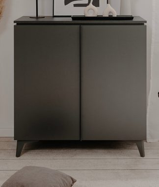 Finori Kommode Visby (Sideboard in grau, 2-türig, 88 x 92 cm), mit Schiefer