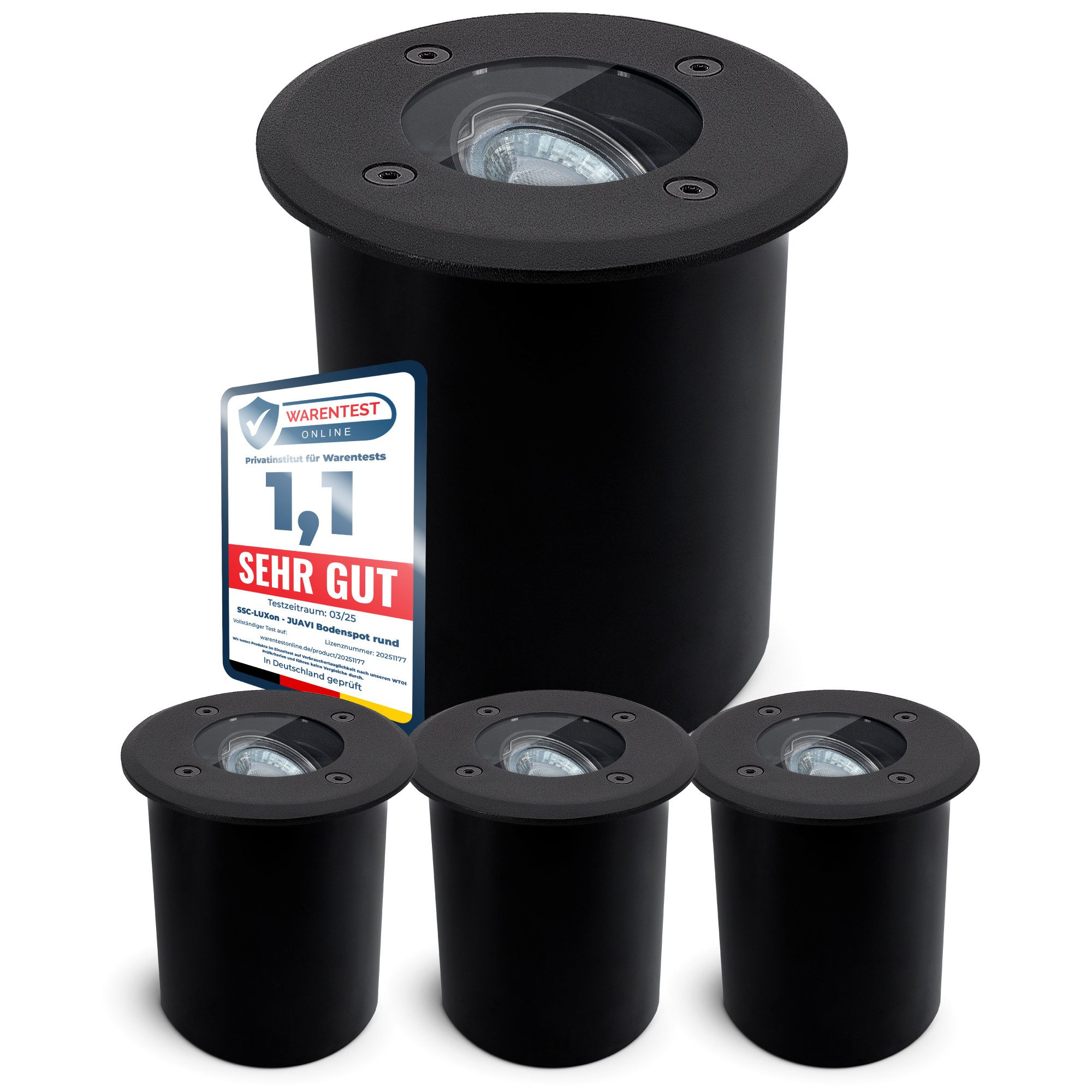 SSC-LUXon LED Gartenstrahler JUAVI Bodeneinbauleuchte IP67 schwarz rund für 1x GU10