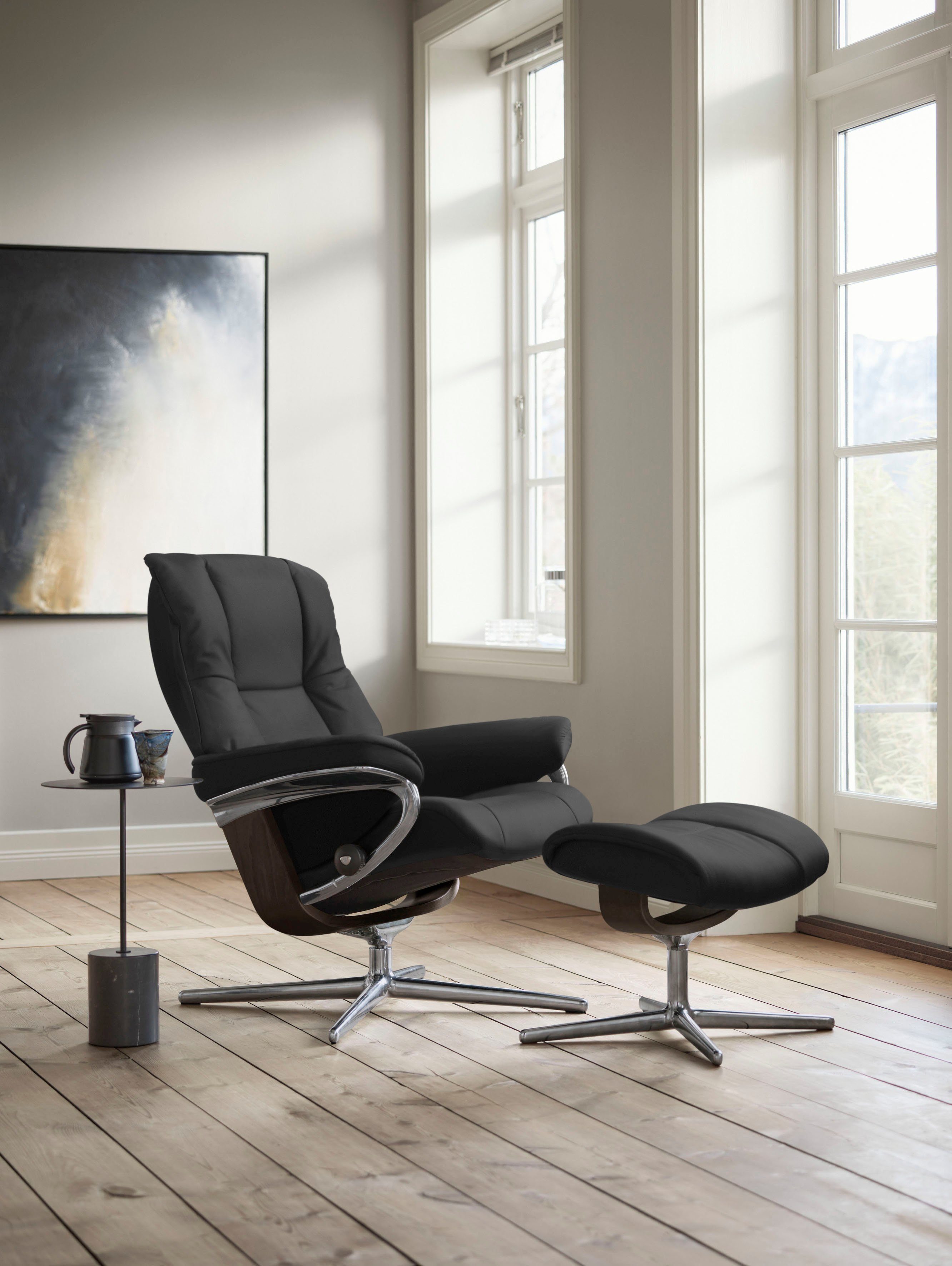 Stressless® Relaxsessel Mayfair (Set, Relaxsessel mit Hocker), mit Hocker, mit Cross Base, Größe S, M & L, Holzakzent Wenge