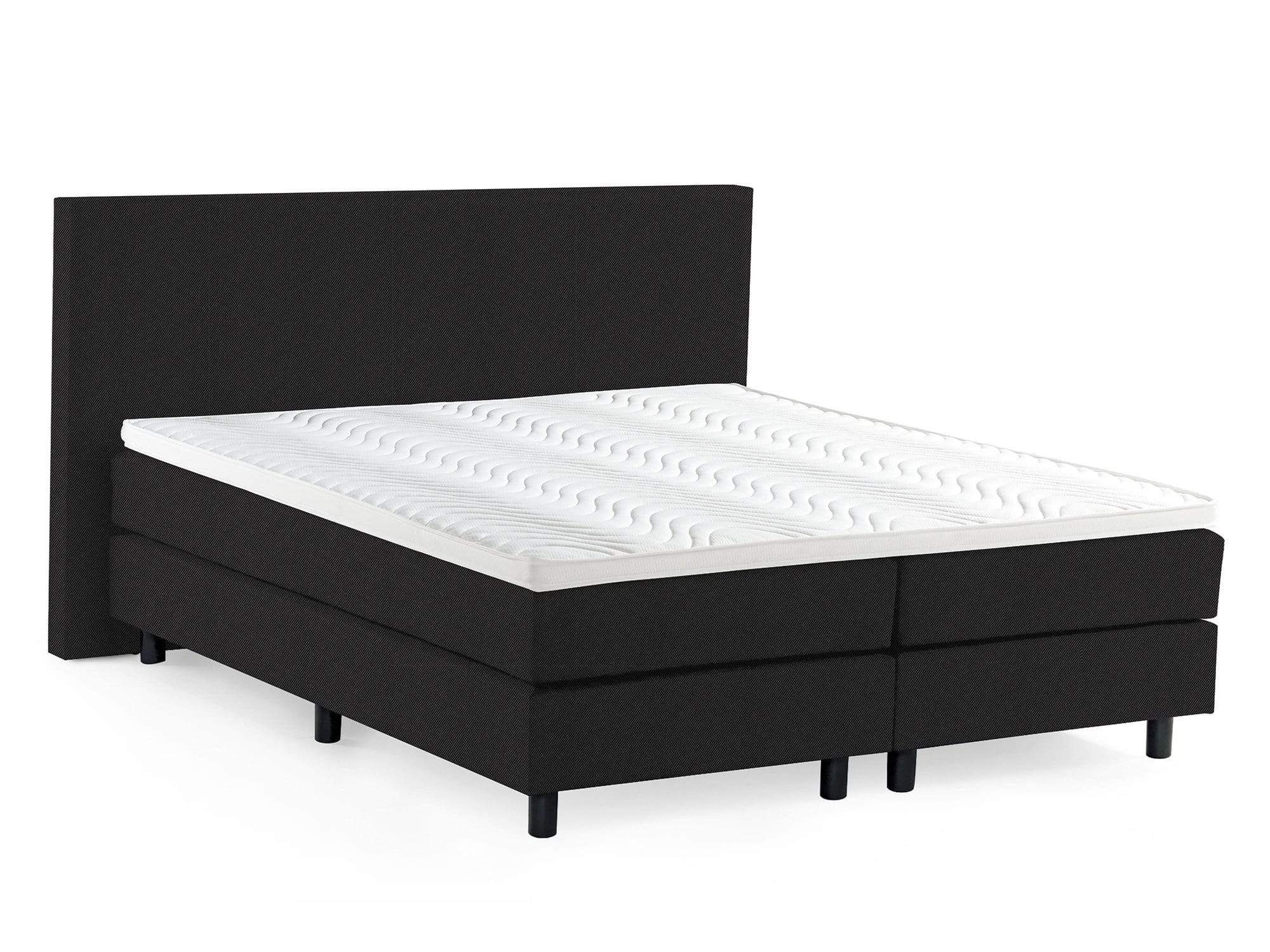 WohnenRoyal Boxspringbett Boxspringbett Network Schwarz Gewebestoff - 140 x 200 cm